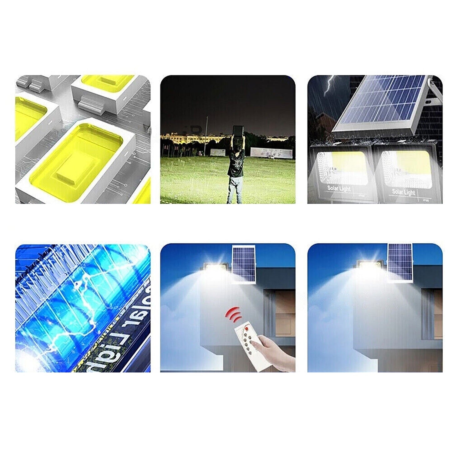 LED Solar Power Street Flood Light Outdoor Garden Security Sensor Remote