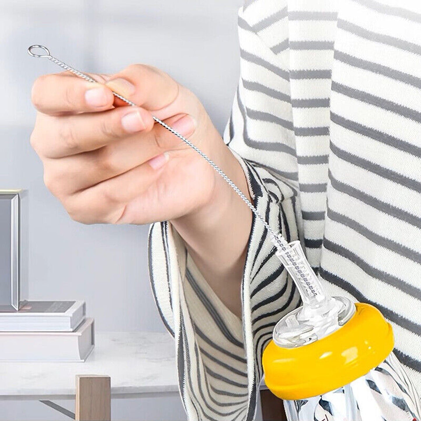 10pcs Reusable Nylon Straw Cleaning Brushes for Long Bottles and Tubes