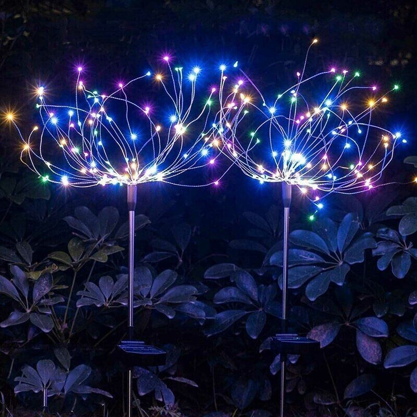 2pcs LED Solar Fireworks Garden Lights Starburst Design for Nighttime Display