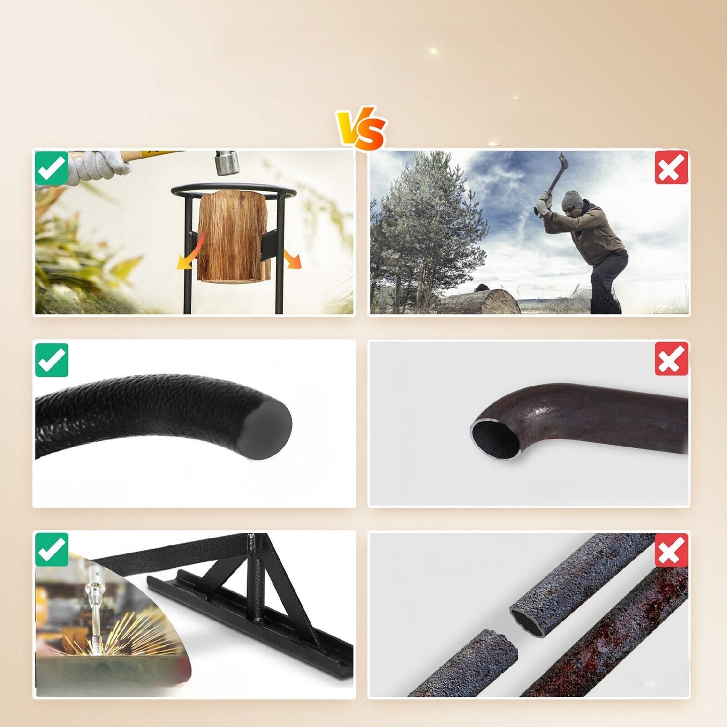 Manual Heavy Duty Firewood Splitter V-Shaped Log Wood Cutter