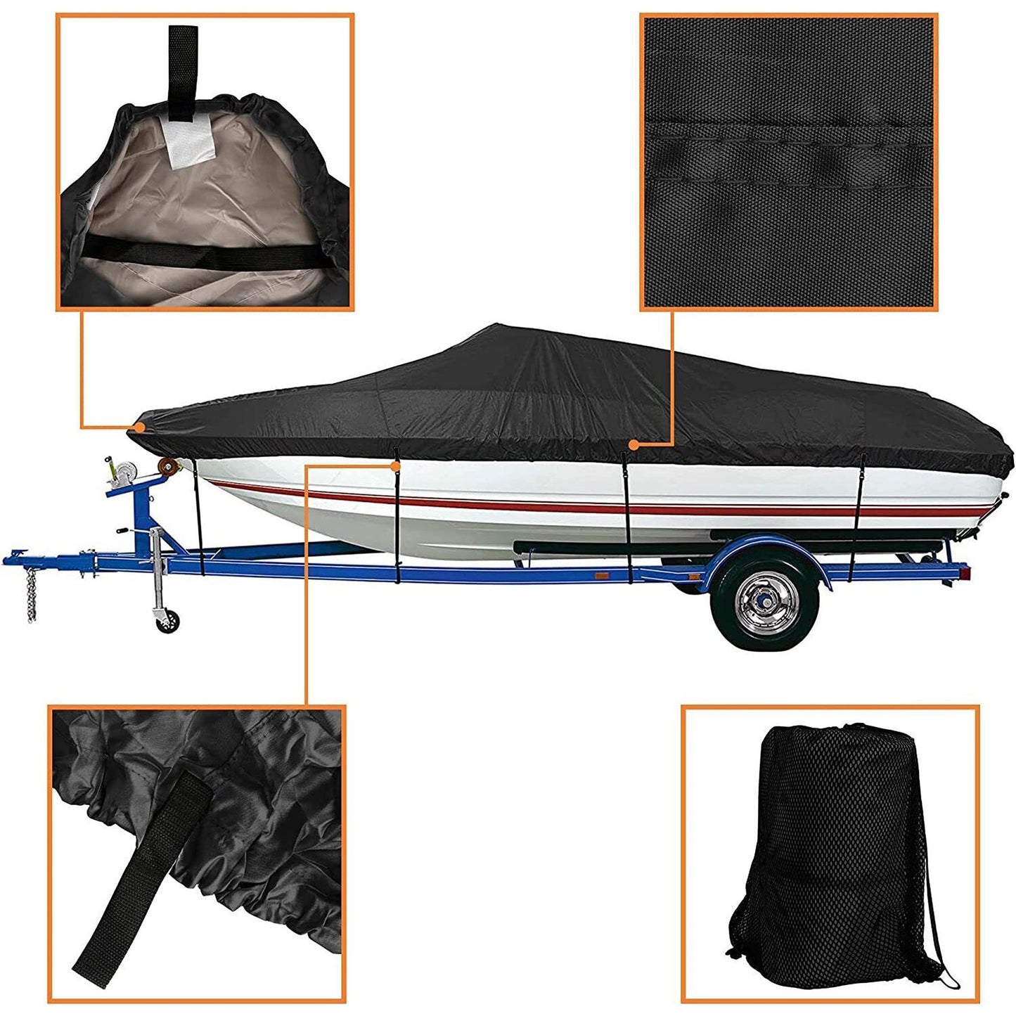 Trailerable Heavy-Duty Marine Grade Jumbo Boat Cover Fits 17ft to 19ft