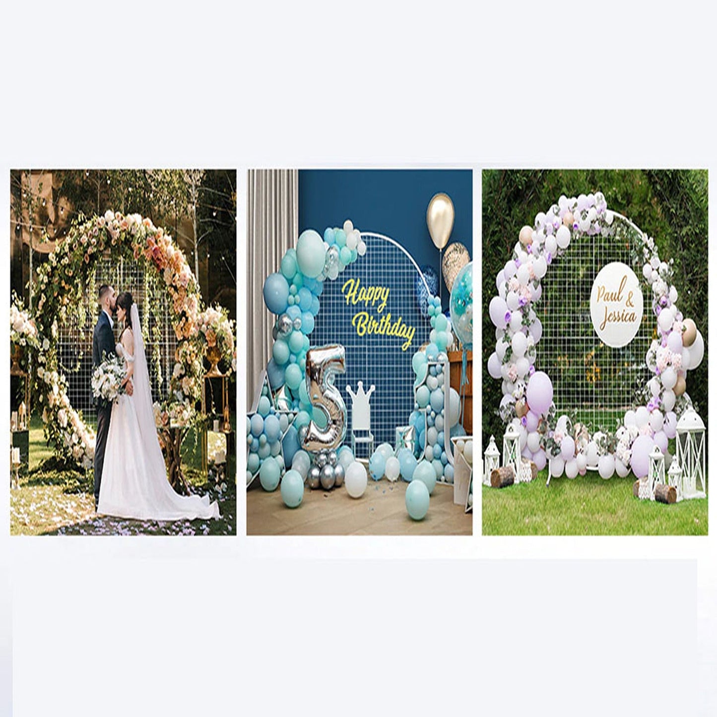Round Mesh Arch Flower Display Stand for Wedding Parties