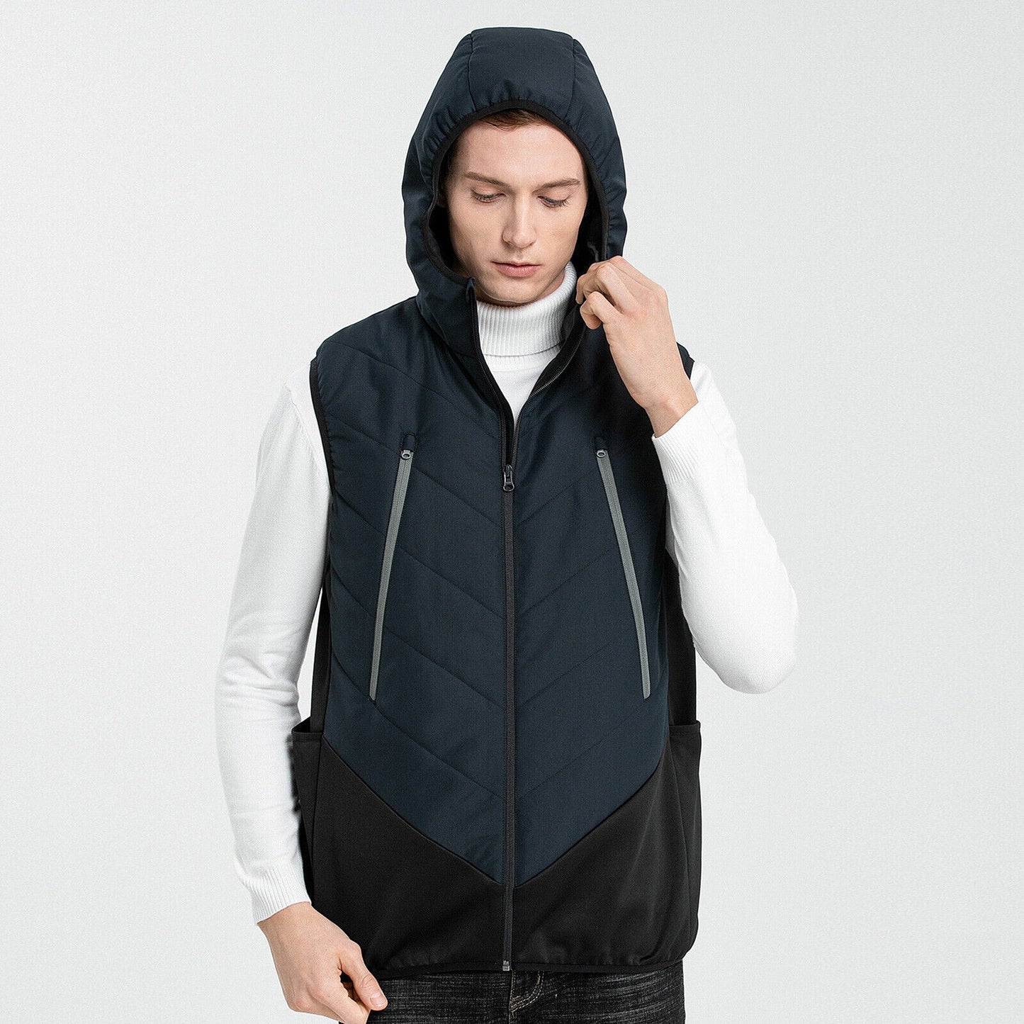Active Vegan Puffer Vest Quilted Down-Free Stretchy Side Panel