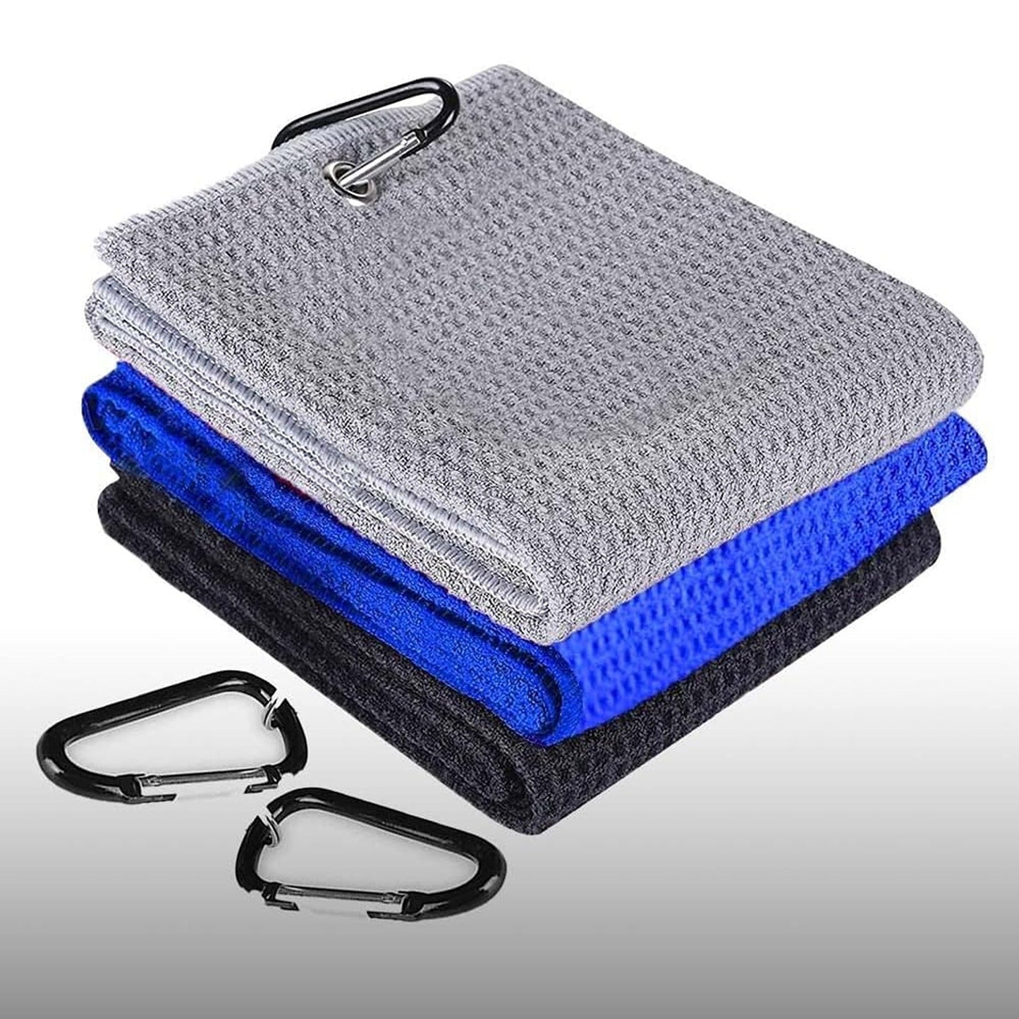 Cotton Waffle Pattern Golf Towel with Carabiner Sports Cleaning Towels