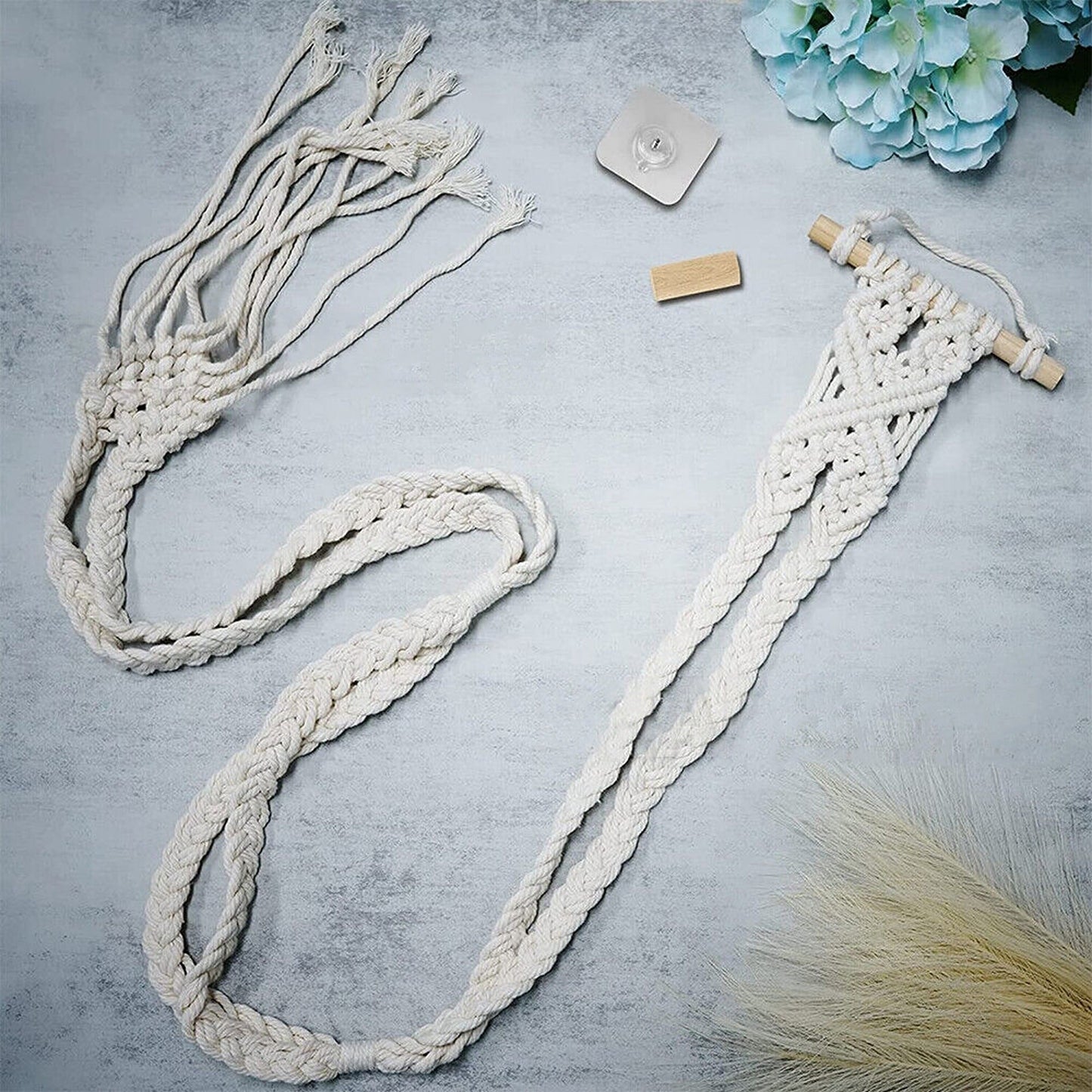 Boho Style Macrame Hat Display Rack Rope Hanger for 1 to 3 Hats