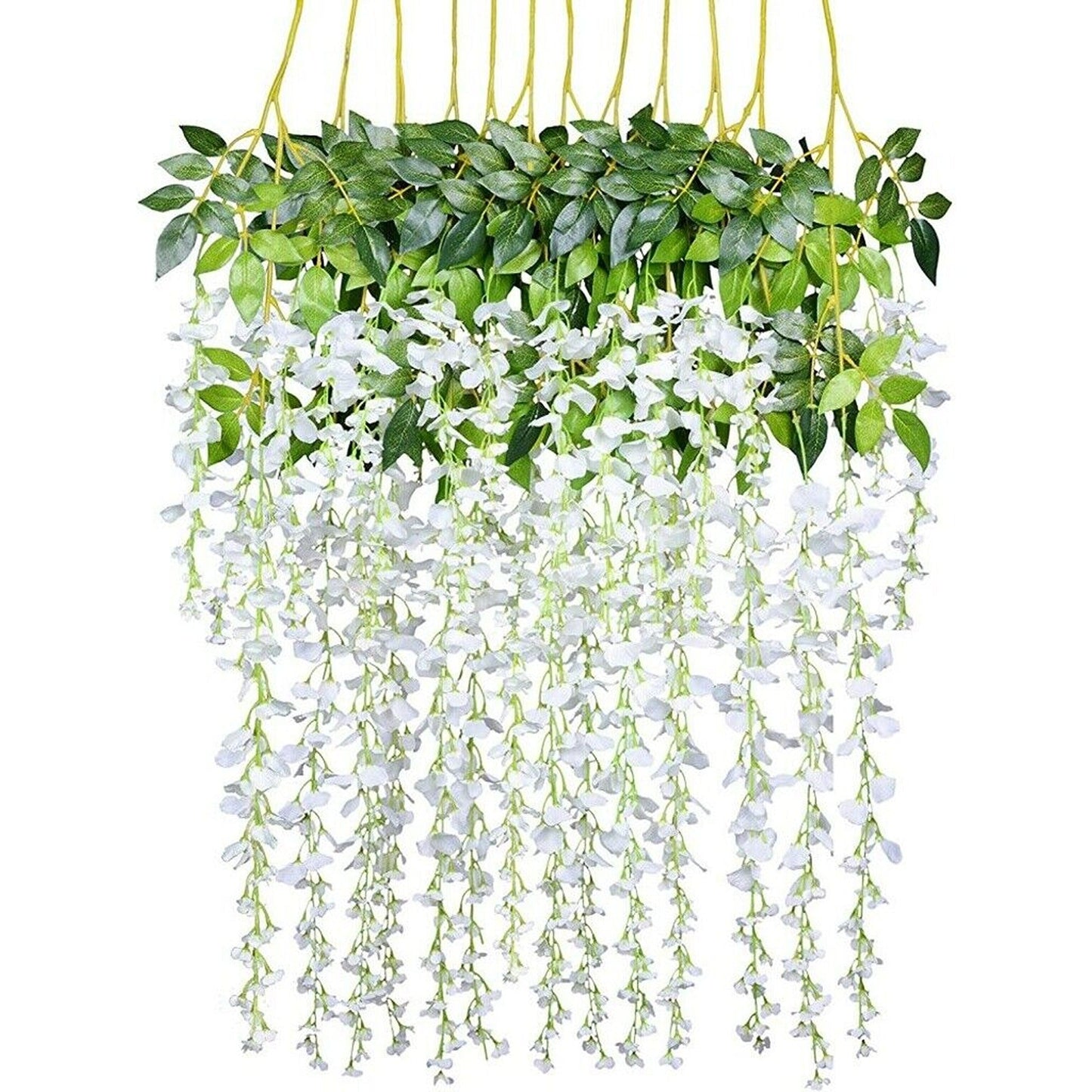 12pcs Silk Wisteria Flower Vine Artificial Garland Leaf Decor for Weddings