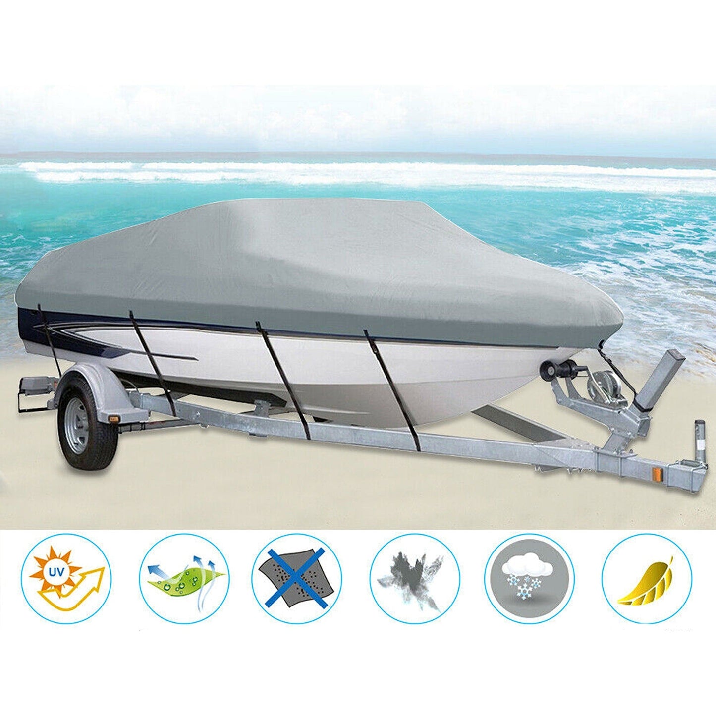 17ft to 19ft Boat Cover Waterproof and Trailerable with Heavy Duty Protection