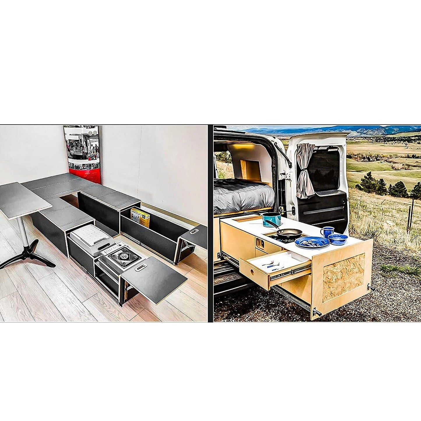 2pcs Heavy Duty 125KG Locking Drawer Slides for Trailers - Extendable 500-2000mm