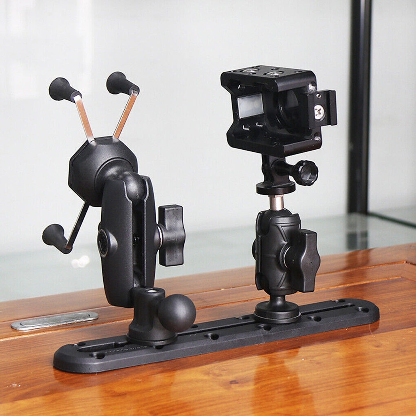 Kayak Rod Mounting Bracket with Slide Track Rails