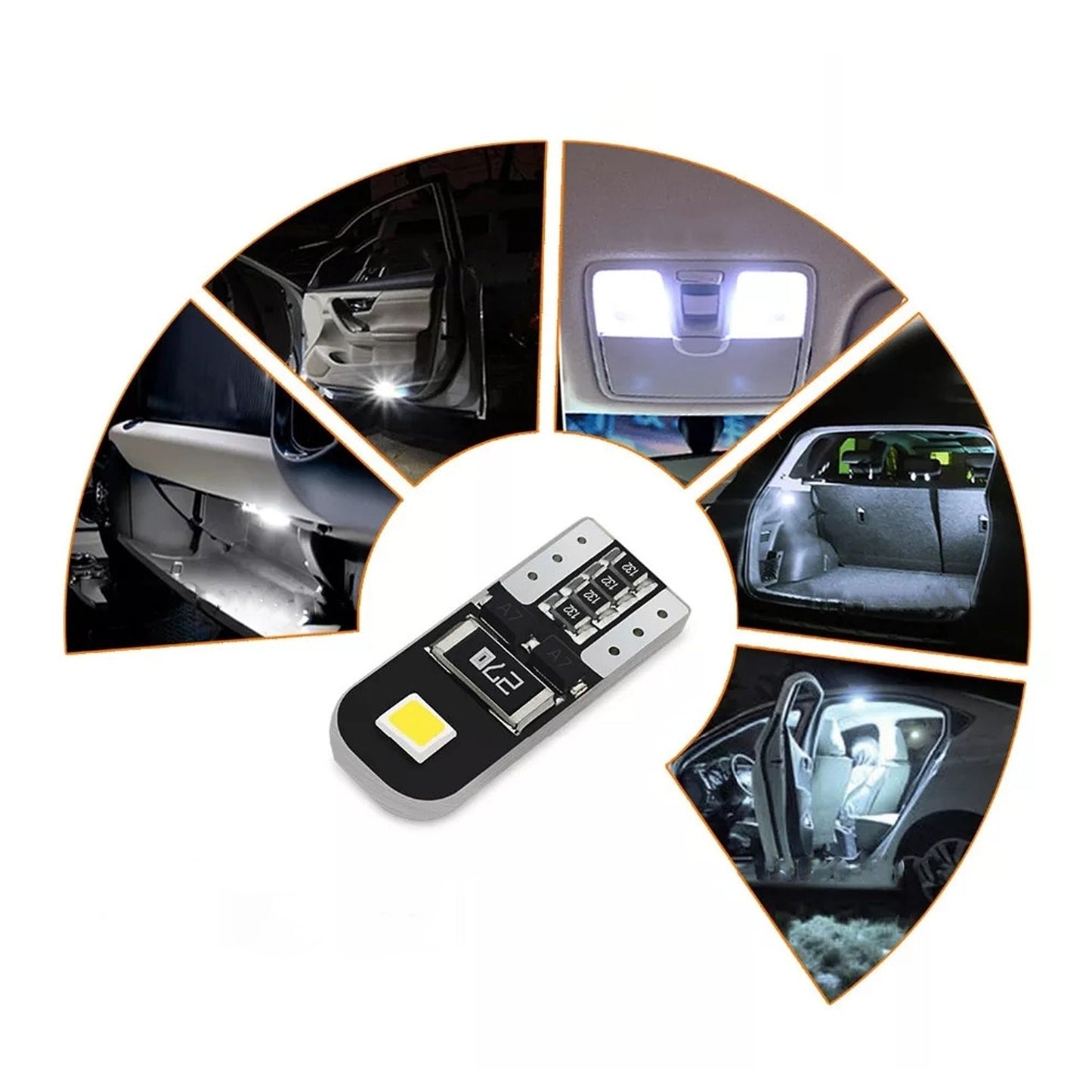 10pcs T10 W5W 194 168 LED Interior Light Bulbs Canbus Wedge