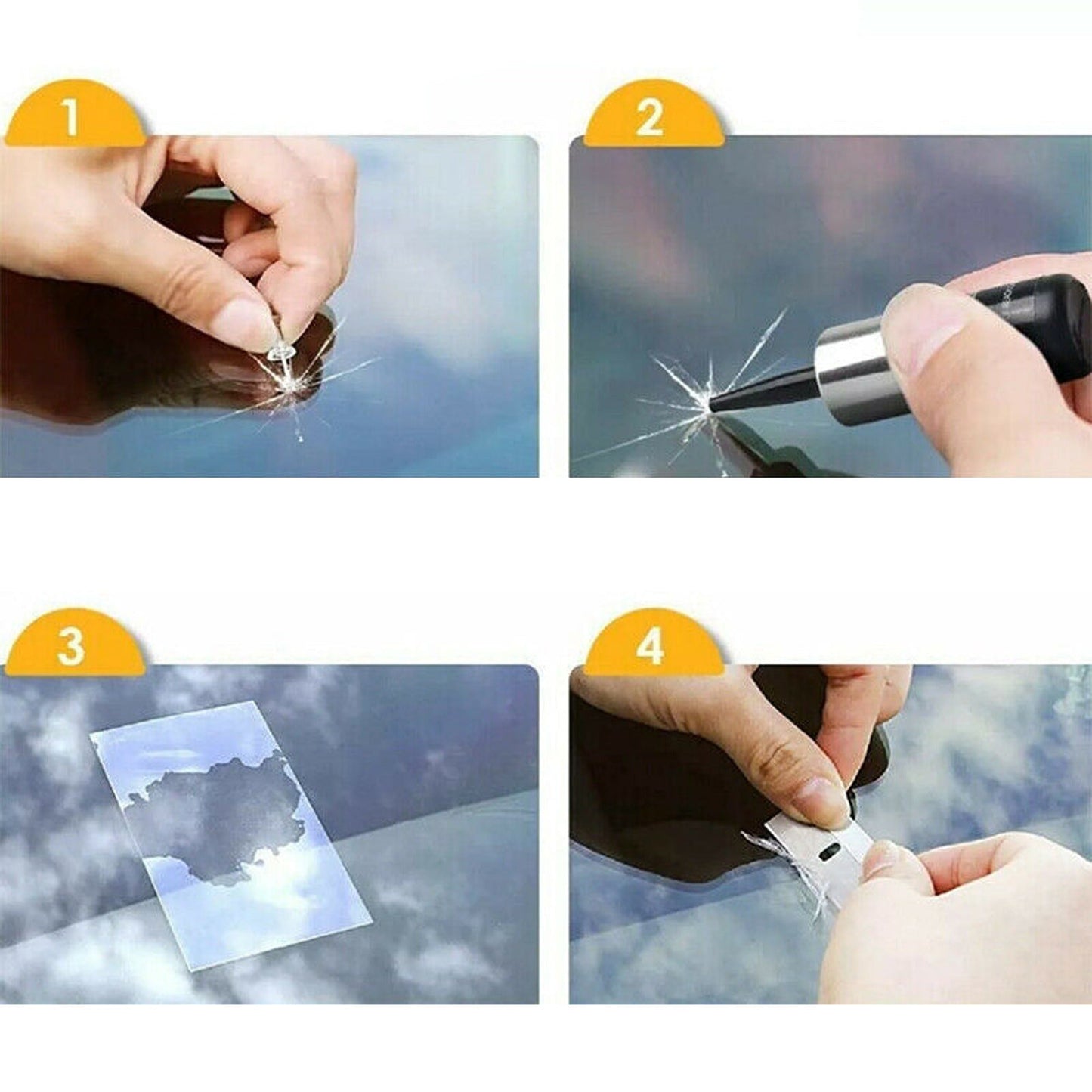 9pcs Car Windshield Repair Kit Glass Crack Filling Tool for Phone Screens