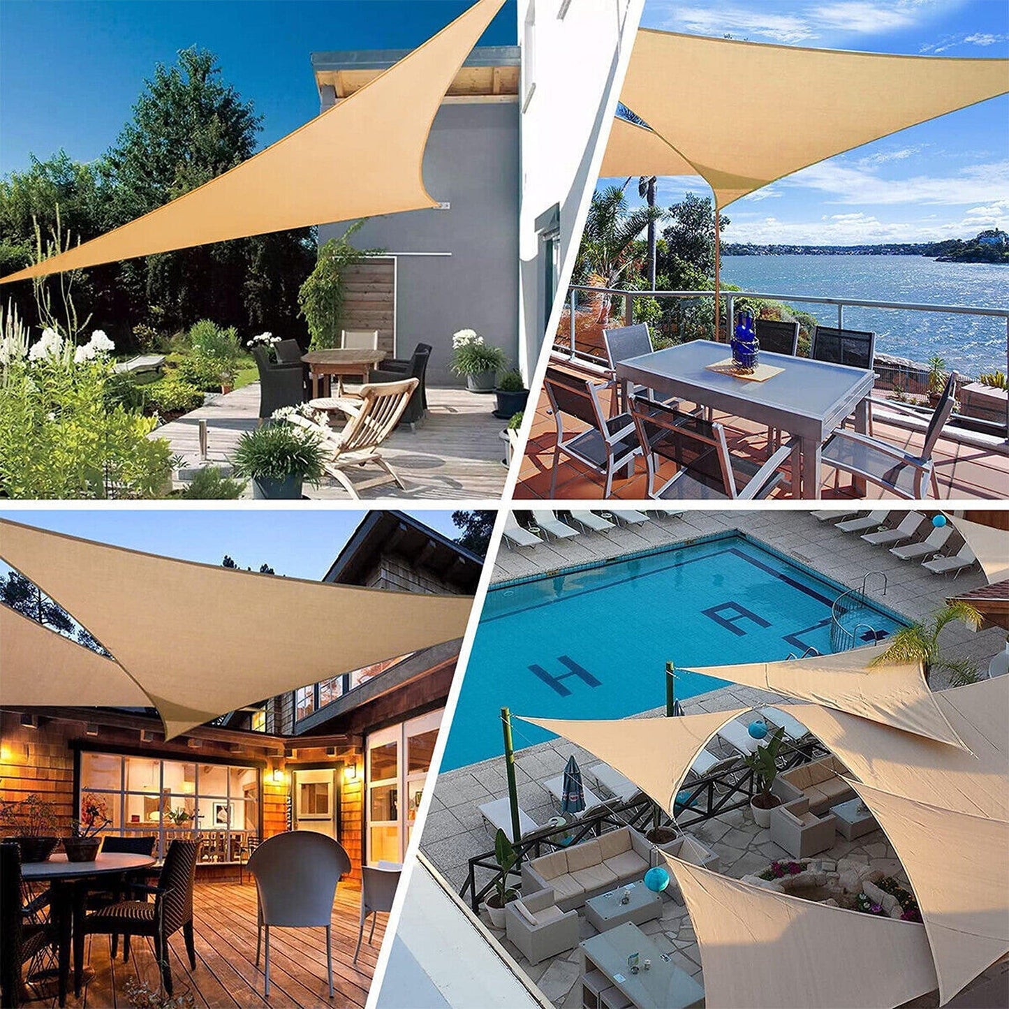 Extra Heavy Duty Sand Colored Sun Shade Sail Waterproof Outdoor Canopy Awning