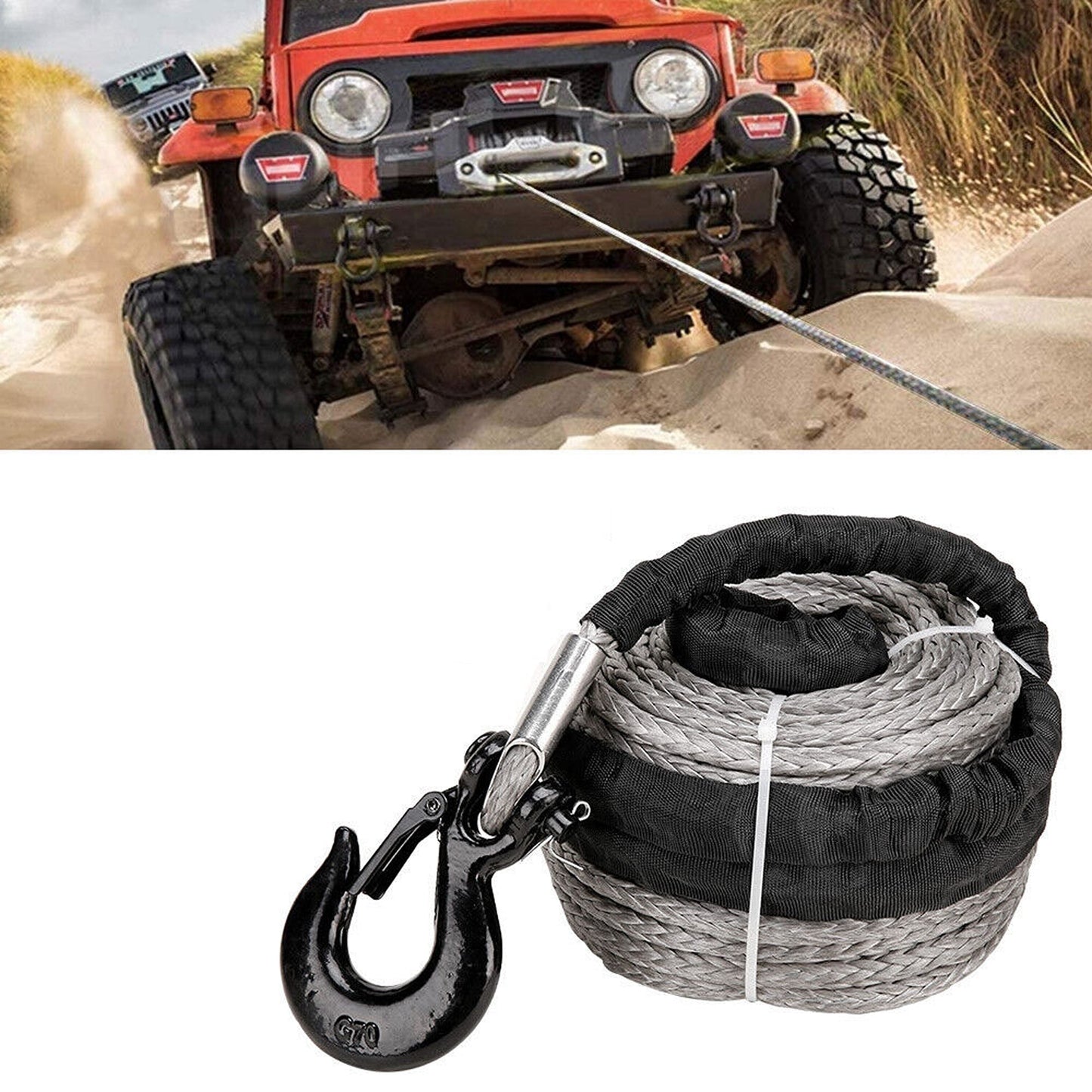 Synthetic Dyneema Winch Rope with Recovery Tow Hook