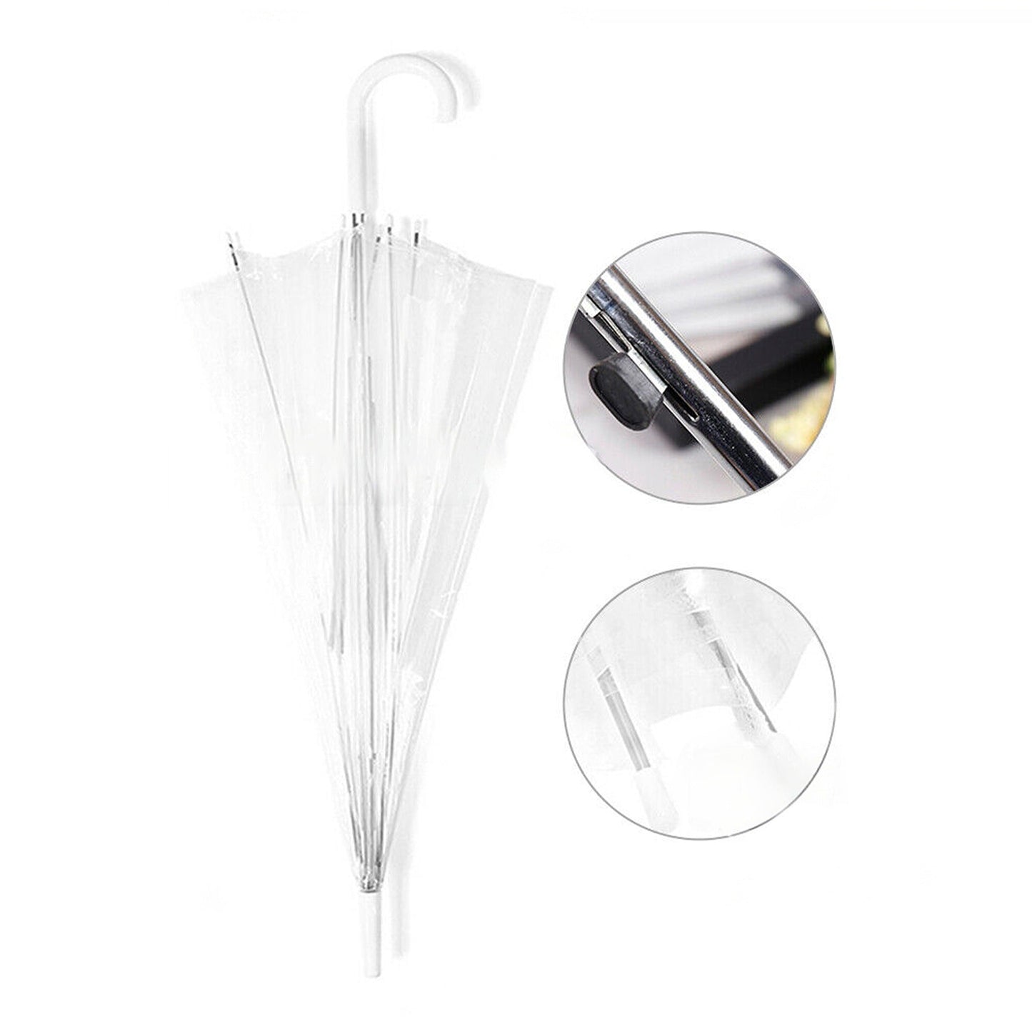 Transparent Dome Umbrella with Clear Handle Semi-Automatic Waterproof