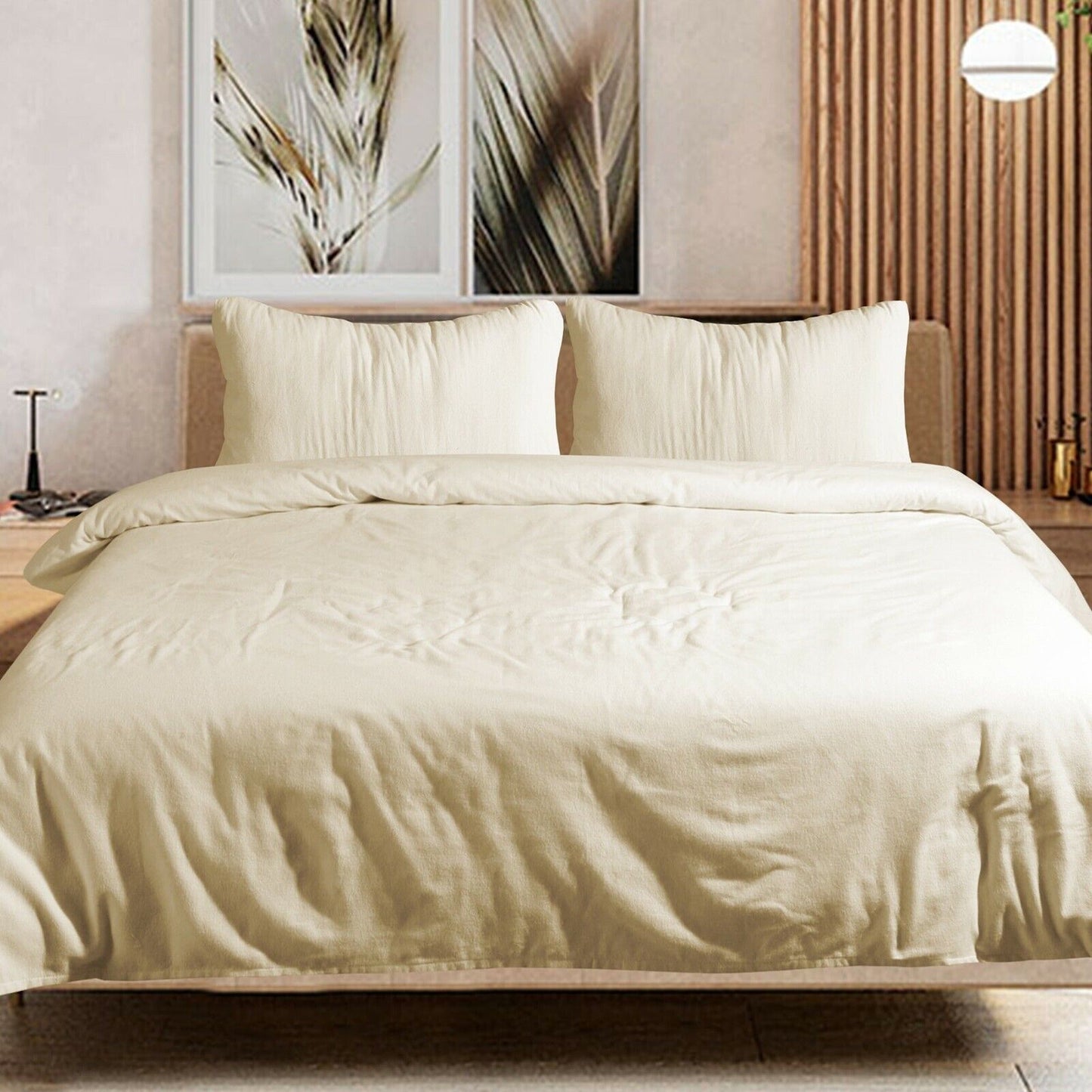 Cream Cotton Flannelette Sheets Set with Standard Pillow Case Single Double Queen King