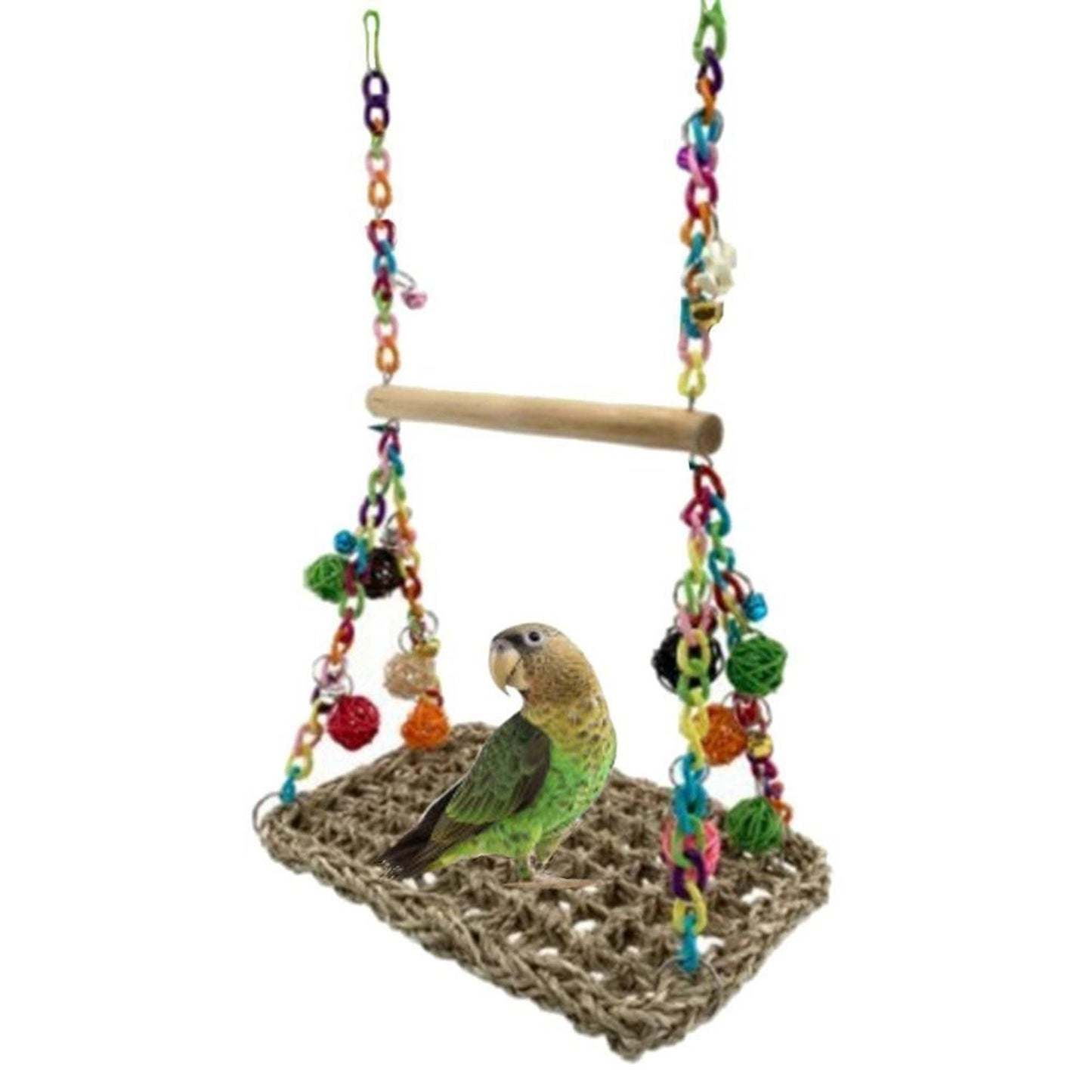 Hanging Bird Climbing Net and Swing Parrot Perch Toy Hammock