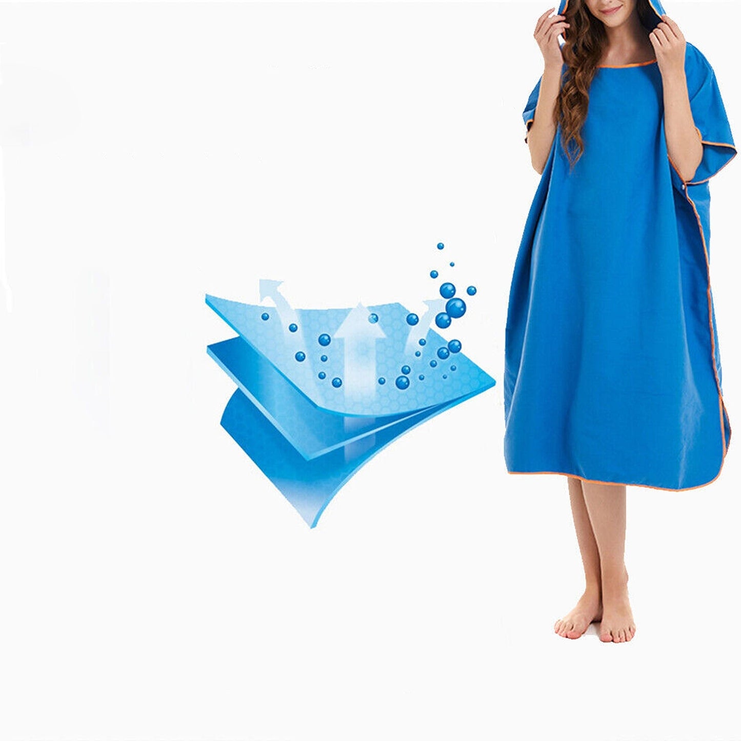 Quick Dry Beach Towel with Hooded Poncho Design for Adults