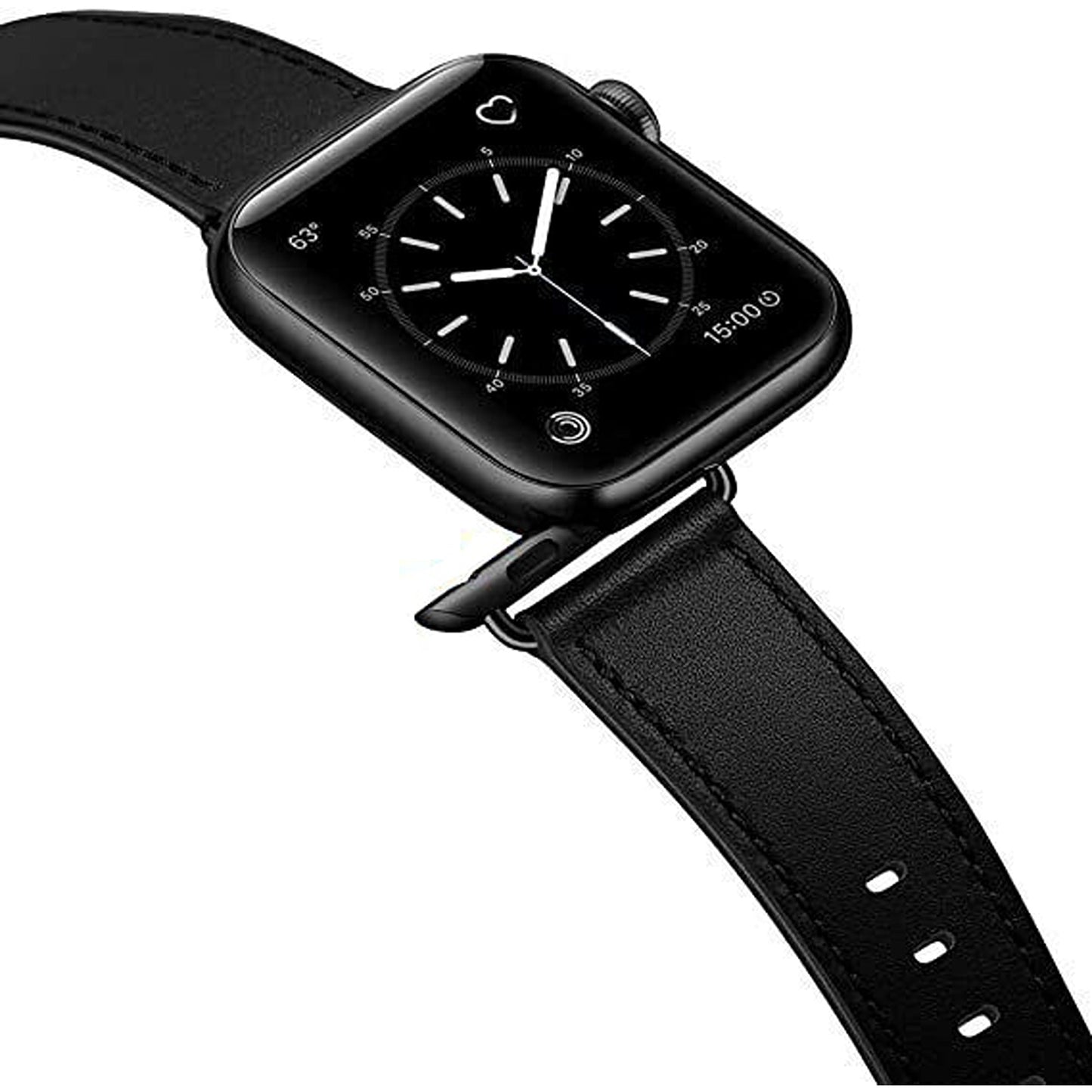 Black Leather Strap For Apple Watch iWatch Band Series 9 8 7 6 5 4 3 SE 45 44 41