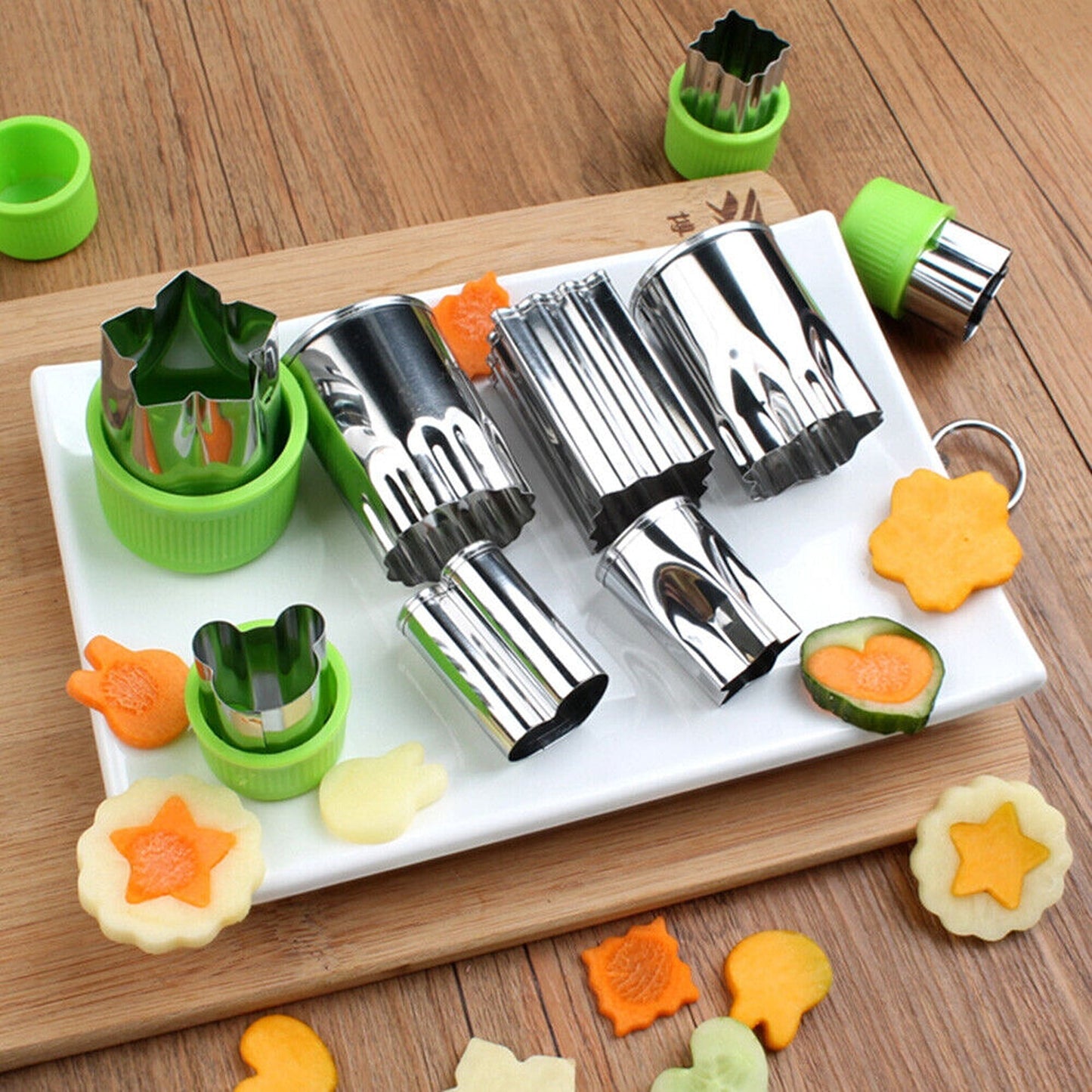 12pcs Mini Stainless Steel Fruit and Vegetable Food Shape Cookie Cutters