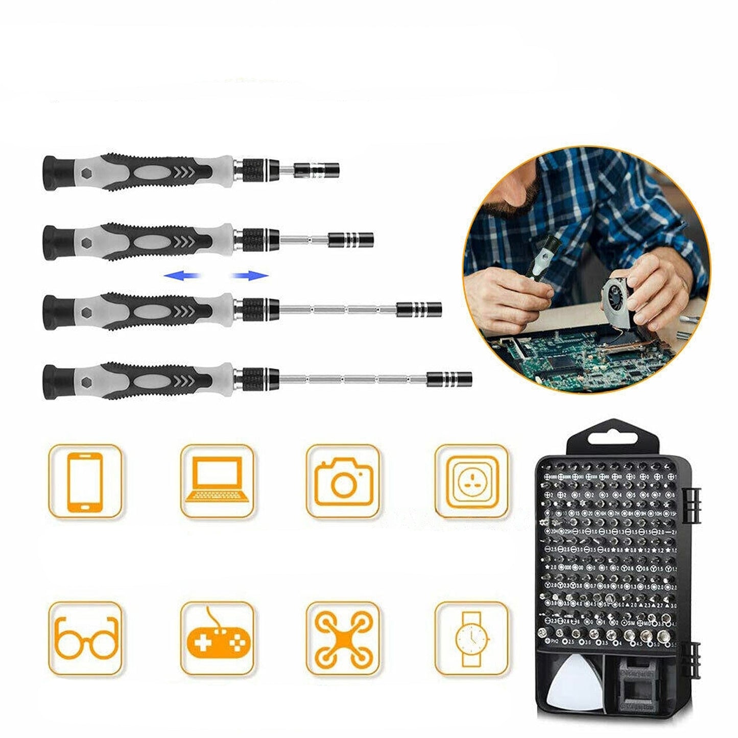 PC Phone Watch Repair Tool Kit DIY 117 In 1 Precision Screwdriver Set