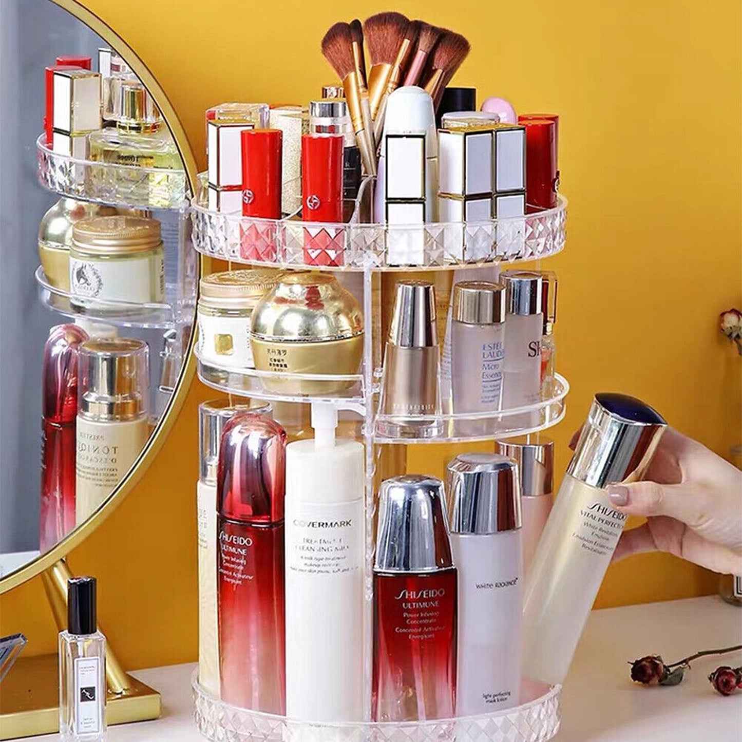 Adjustable Rotating Makeup Organizer for Cosmetics and Perfumes