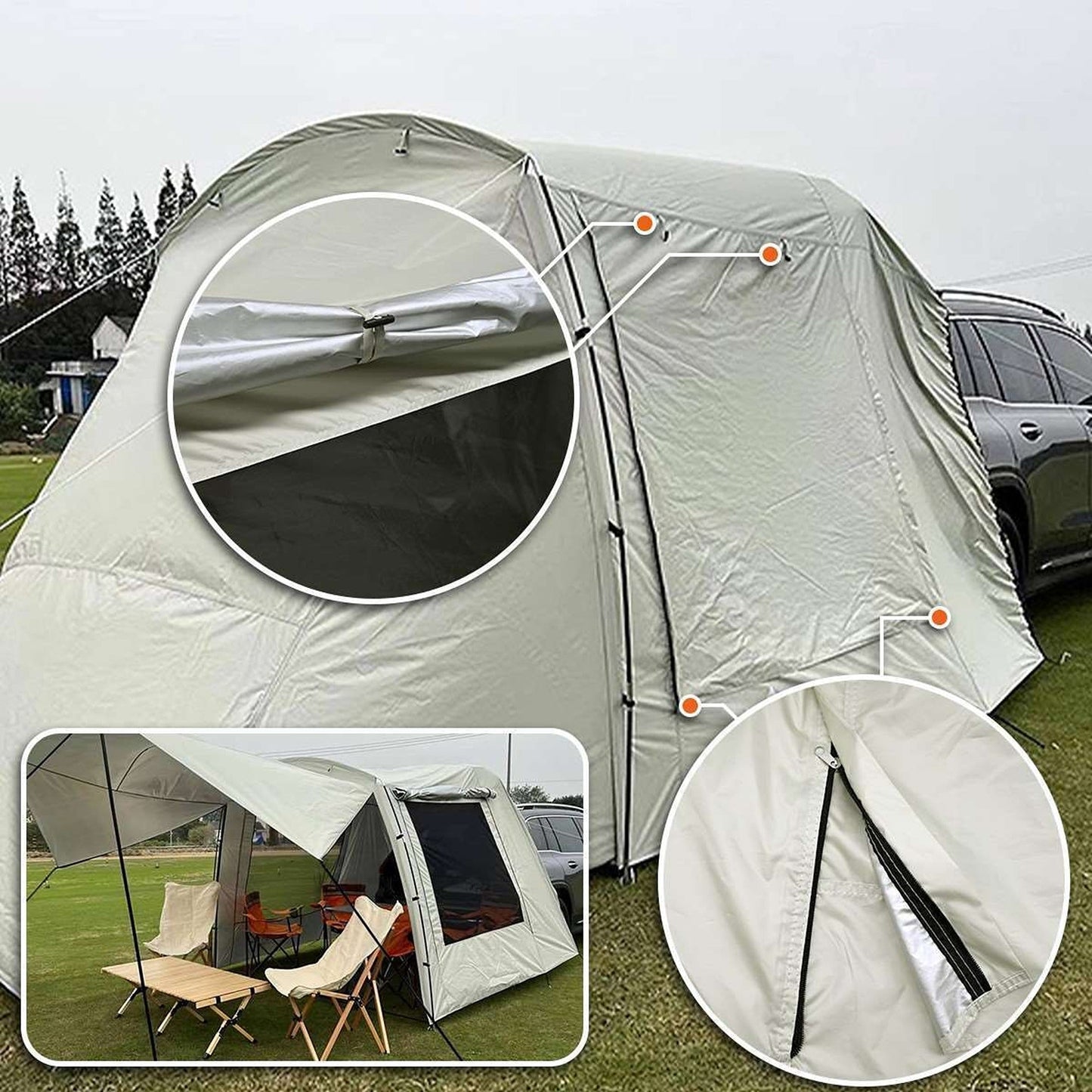 SUV Camping Tent Waterproof Rear Car Trunk Tent for 3-4 People