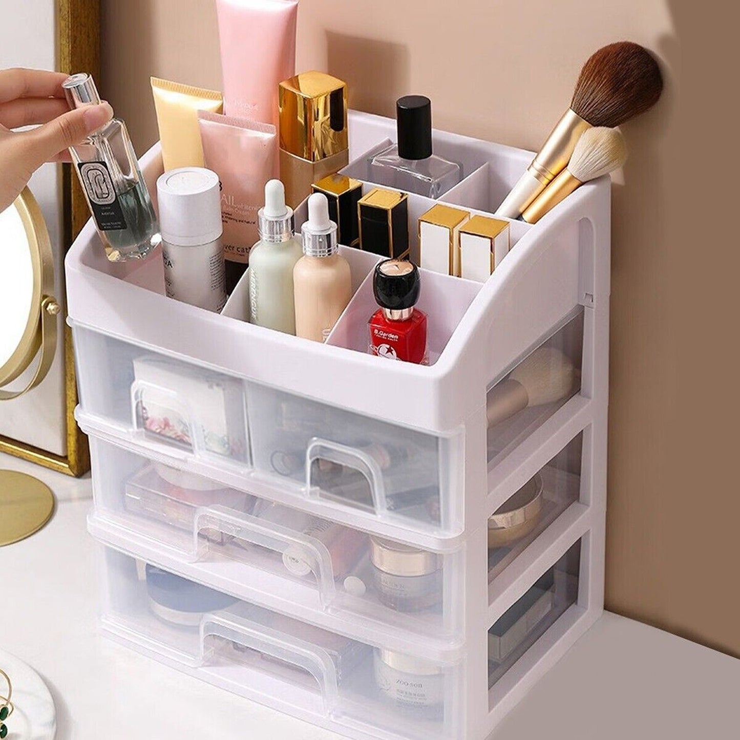 Cosmetic Organizer Box for Desk Drawer Makeup Storage Case