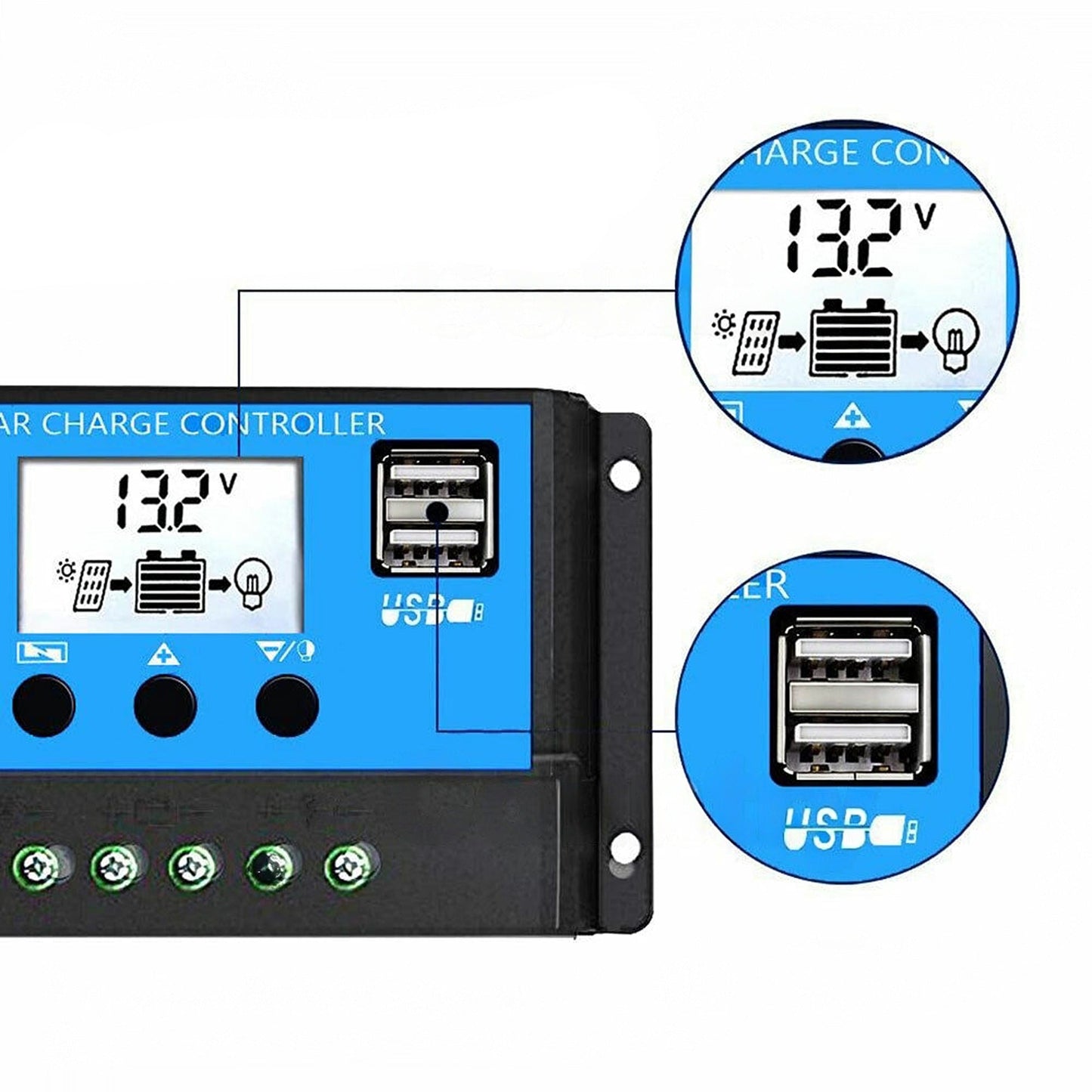 Dual USB Solar Panel Battery Regulator Amp Charge Controller