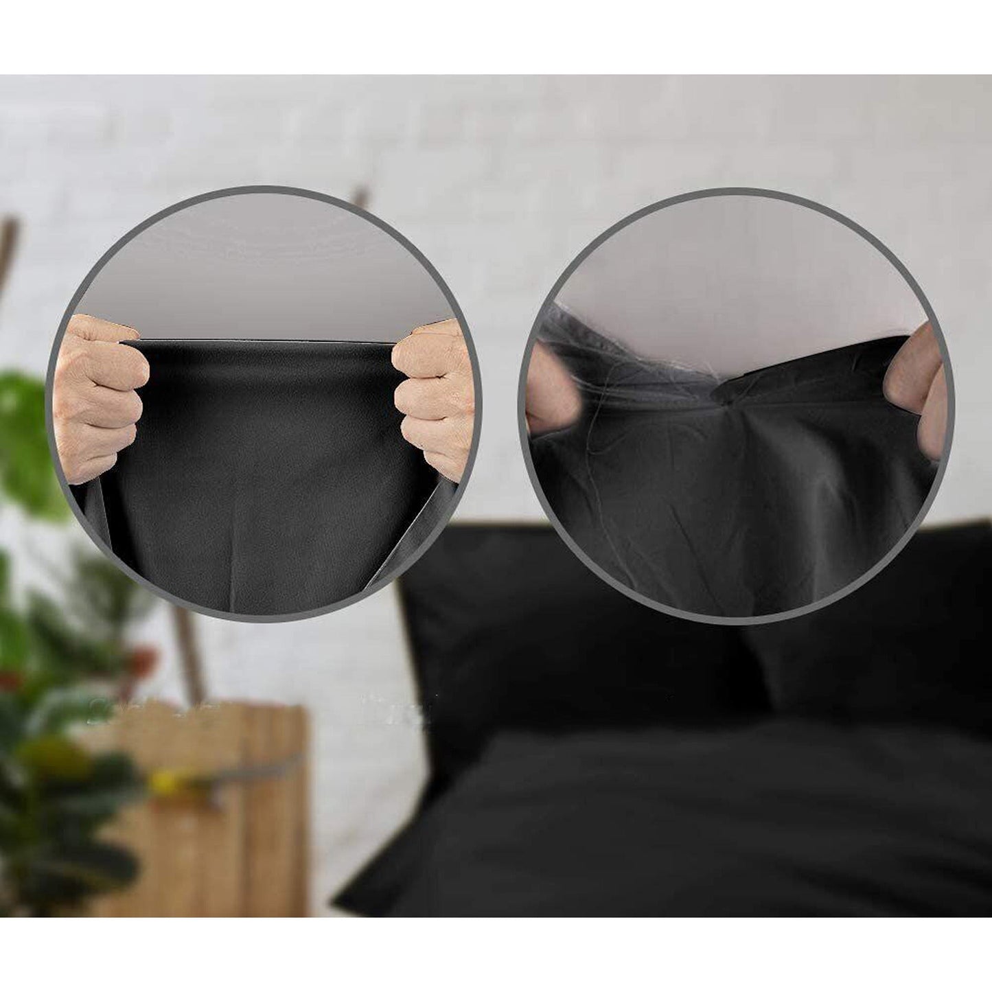 Black Flat Fitted Sheet Set Bed Single KS Double Queen King