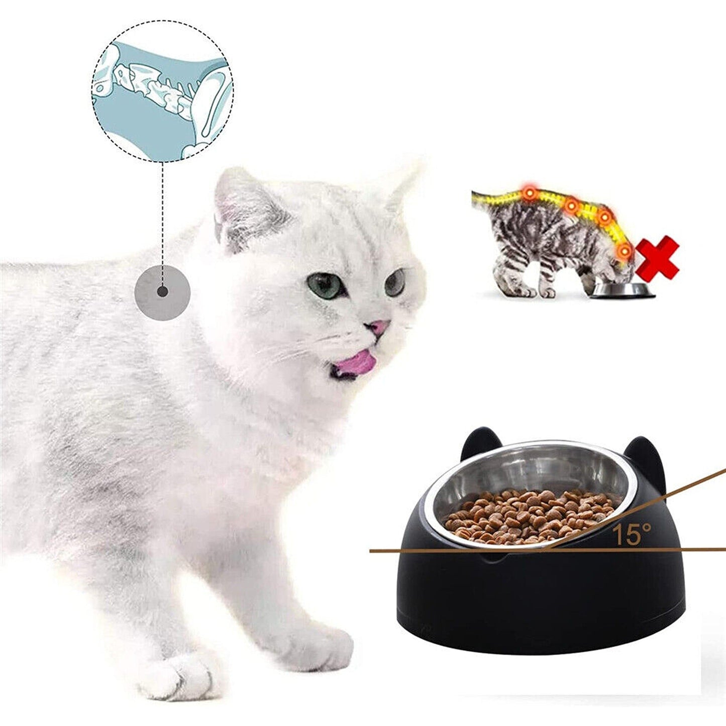 2pcs Elevated Dog Bowl Stand with Tilted Food Water Feeder
