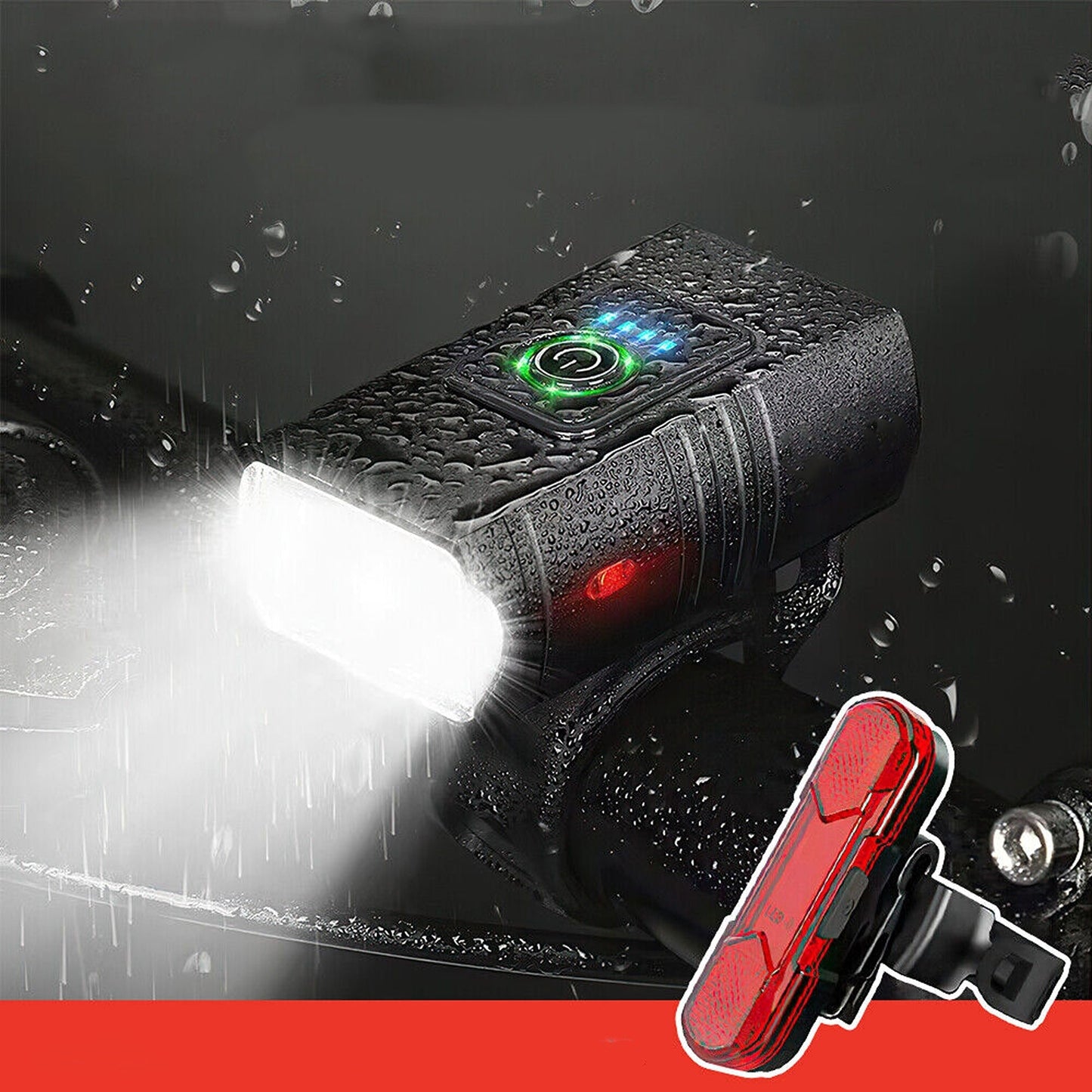 Rechargeable LED Bicycle Light Set T6 Front and Rear Headlight Tail Light