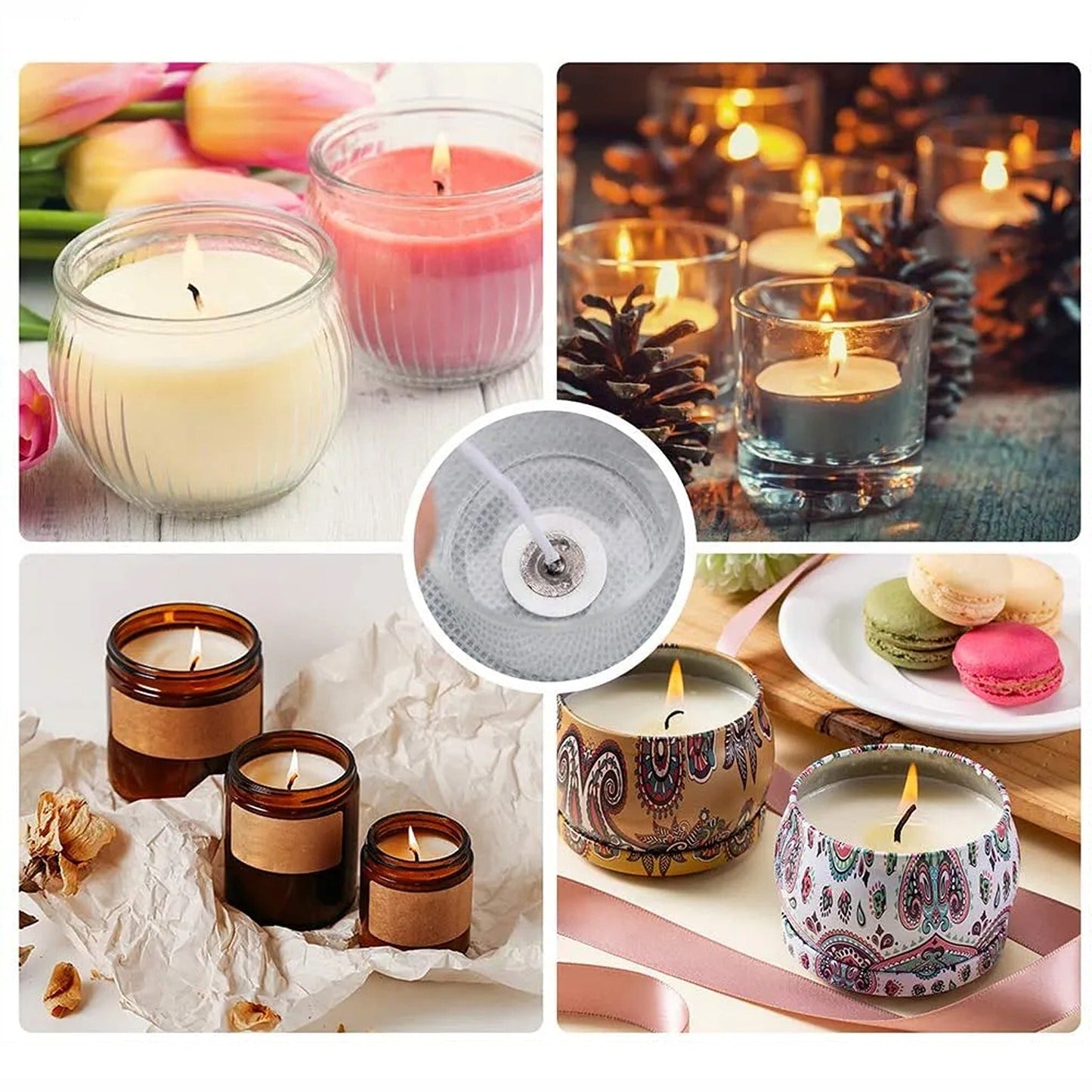10 Sheets Candle Wick Stickers for DIY Candle Making Heat Resistant Double-Sided