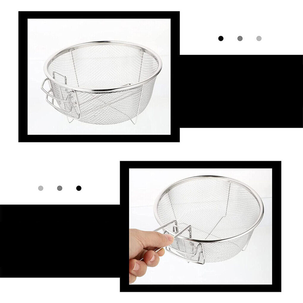 Deep Frying Basket Stainless Steel Wire Mesh with Foldable Handle