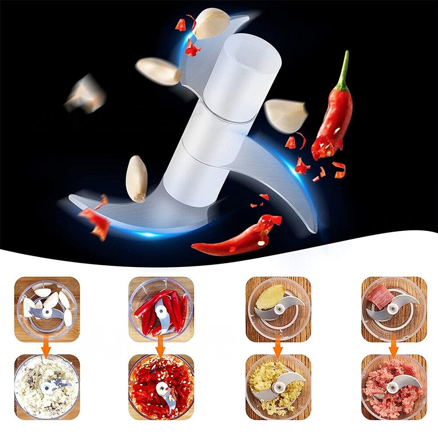Compact Electric Vegetable and Garlic Chopper 250ml Grinder Blender