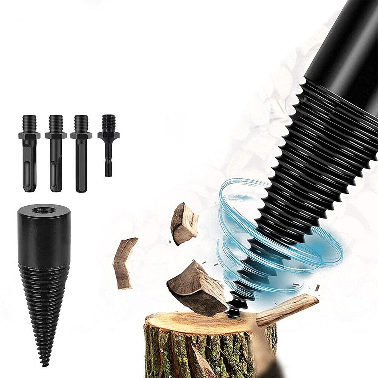 5pcs Wood Splitting Firewood Drill Bit High Speed Twist Splitter Cone