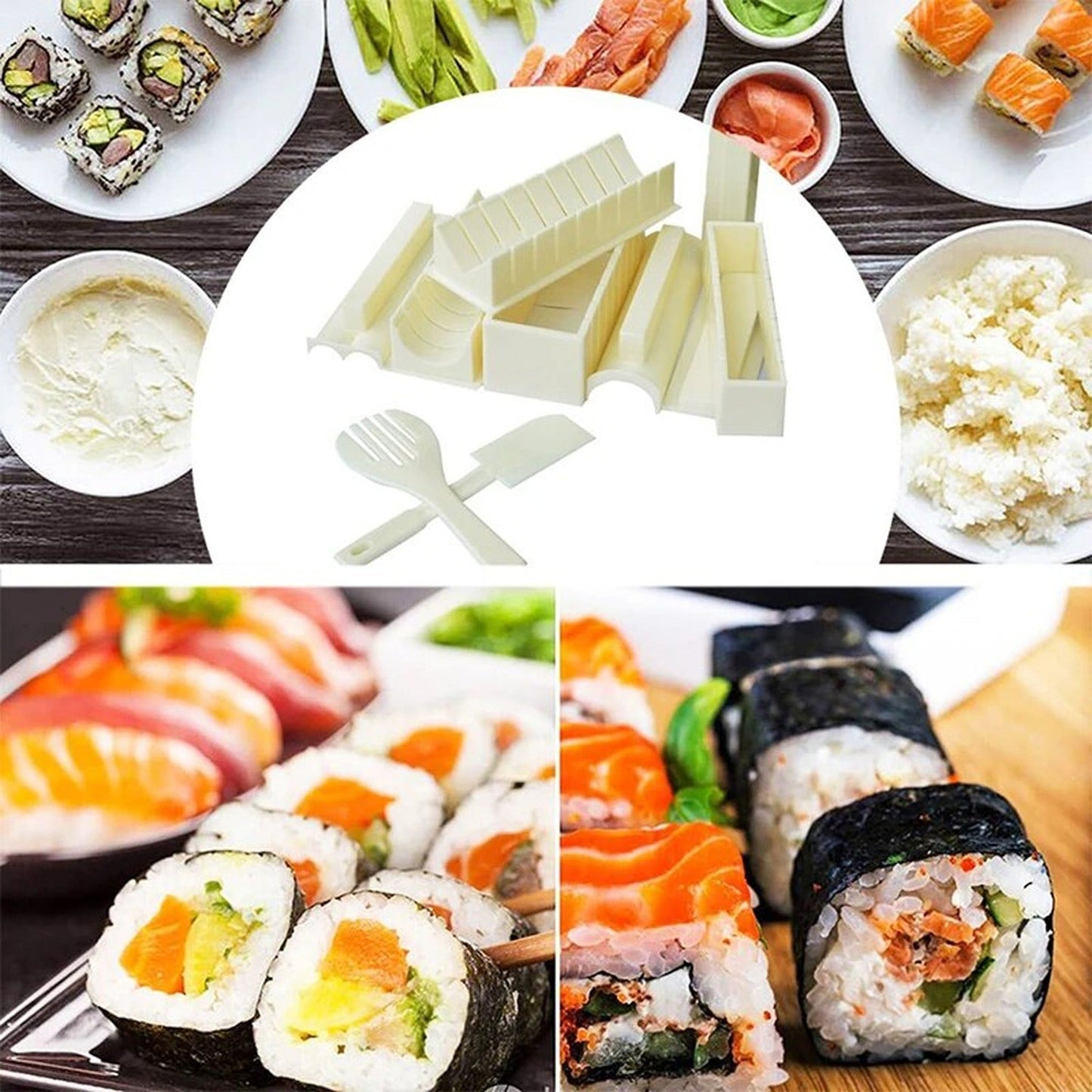 DIY Sushi Making Kit with Rice Roller Mold for Beginners Kitchen Set