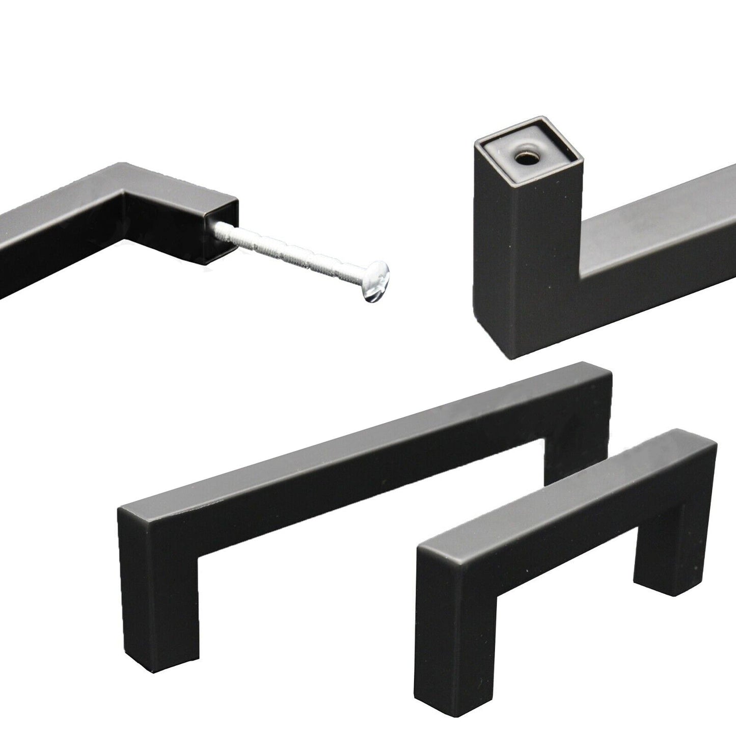 Matte Black Stainless Steel Drawer Cupboard Pulls Cabinet Door Handles 236mm 224mm