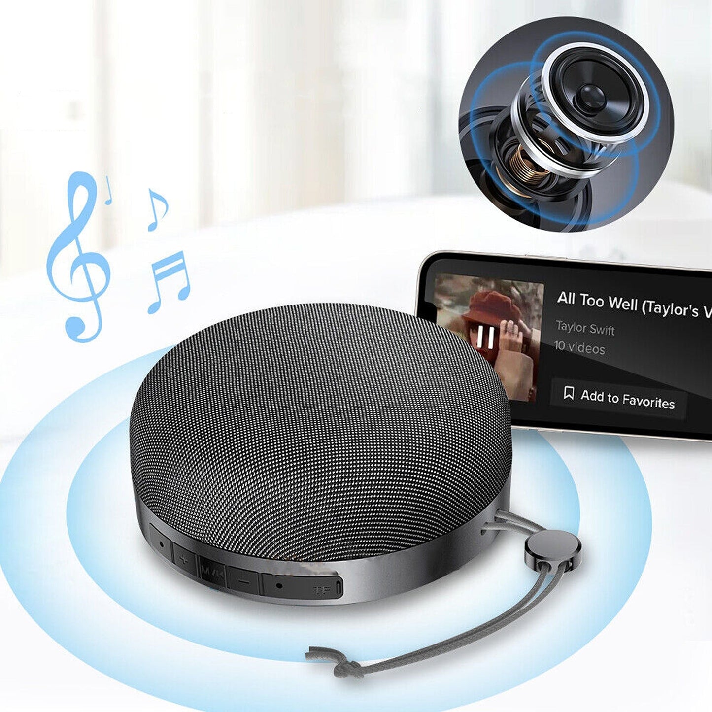 Portable Wireless Bluetooth Speaker with TWS and Handsfree Mic