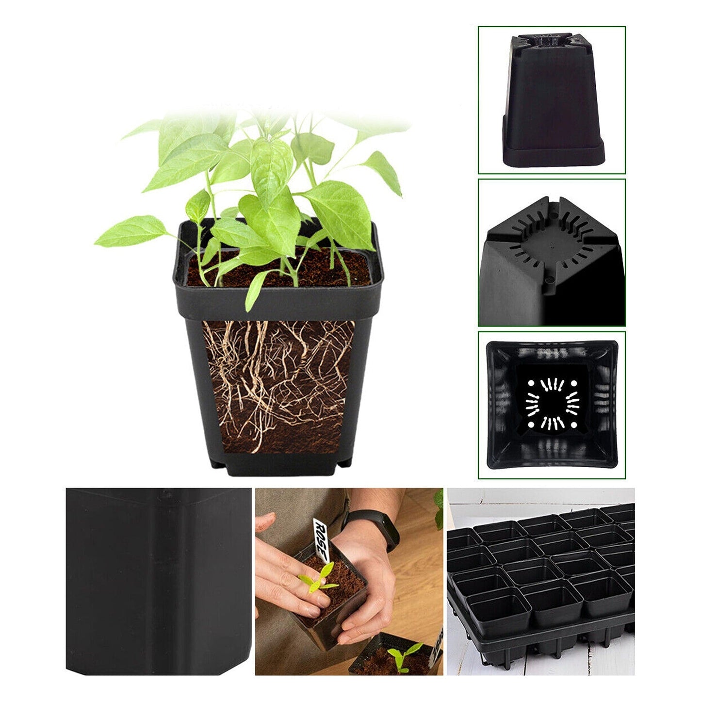 Seedling Nursery Pots Plastic Plant and Flower Containers for Garden