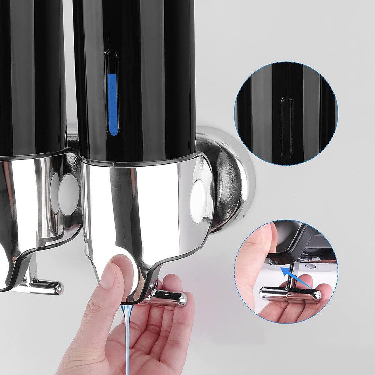 Wall Mounted 1500ml Soap Dispenser for Bathroom - Shampoo and Gel Pump