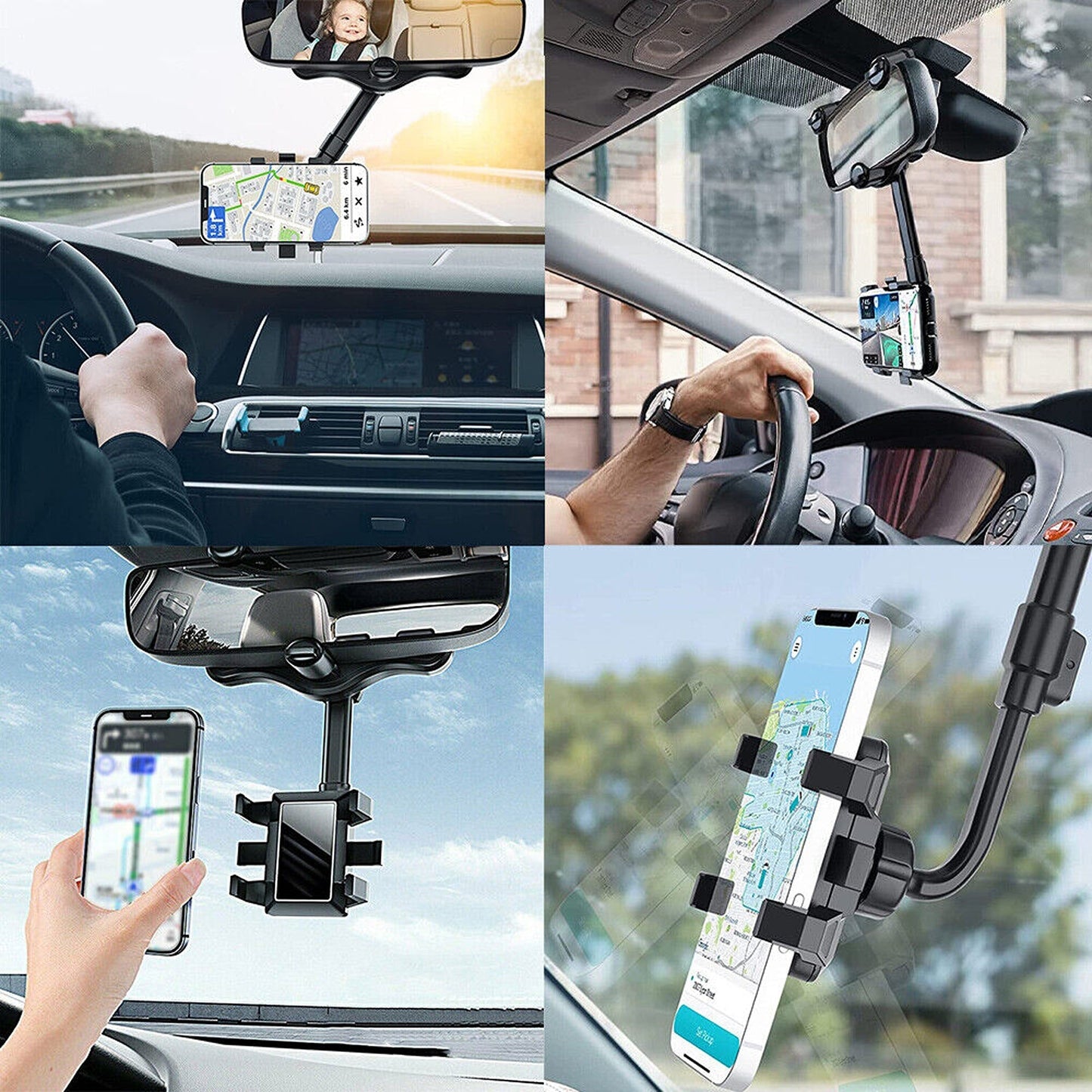 Universal Rotatable Car Phone Holder Rearview Mirror Mount Bracket