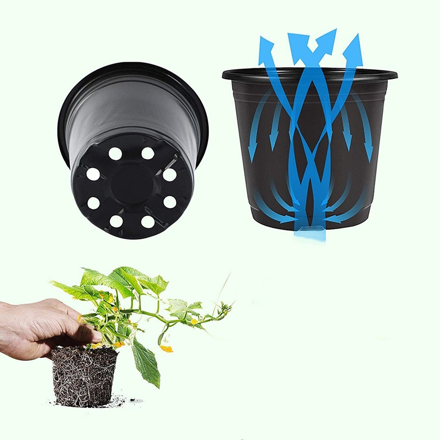 100pcs Plastic Growing Containers for Nursery Plants and Seedlings