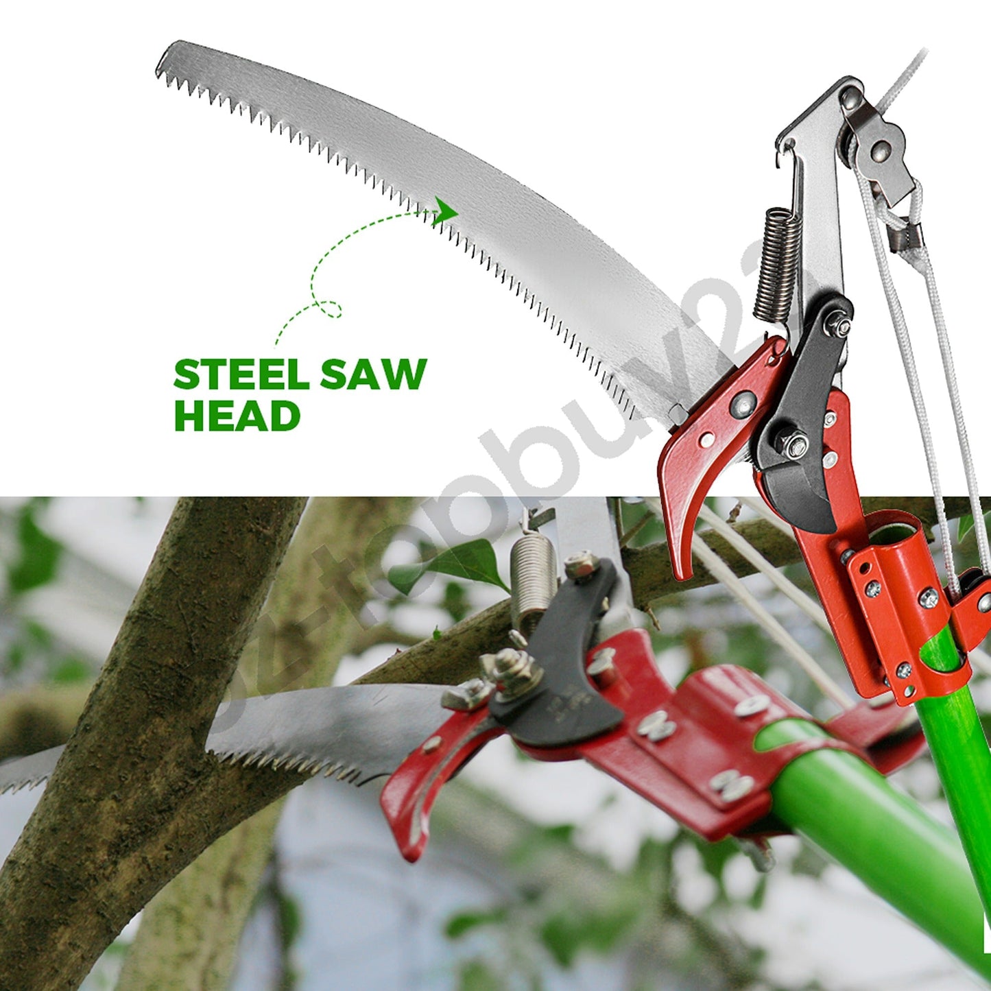 8m Extendable Tree Pruning Saw with Pole and Portable Storage Bag