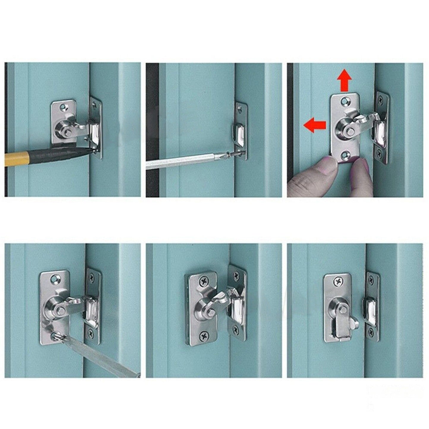 Sliding Door Lock Stainless Steel Right Angle Safety Latch