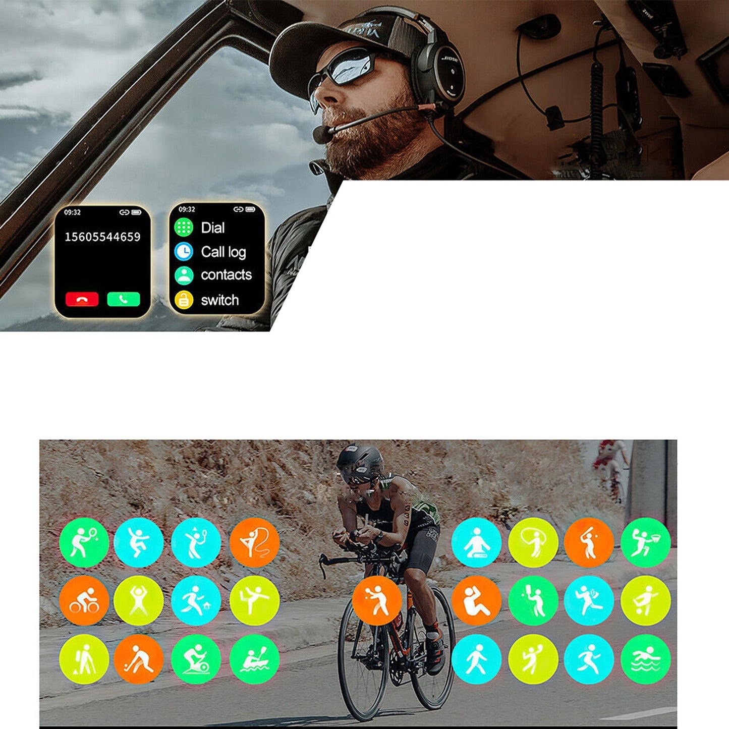 Rugged Smart Watch for Outdoor Sports Fitness Tracker with Call Function