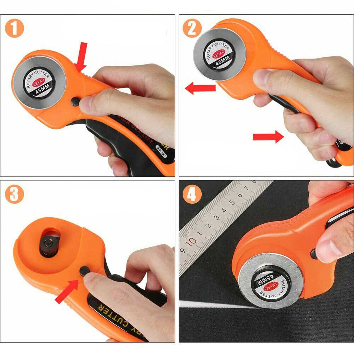 Quilting Fabric Cutting Roller Tool Professional Rotary Cutter with Blades