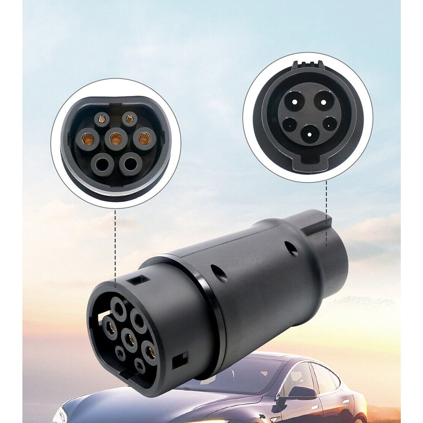EV Charging Adapter Type 1 to Type 2 Connector Socket 16A/32A