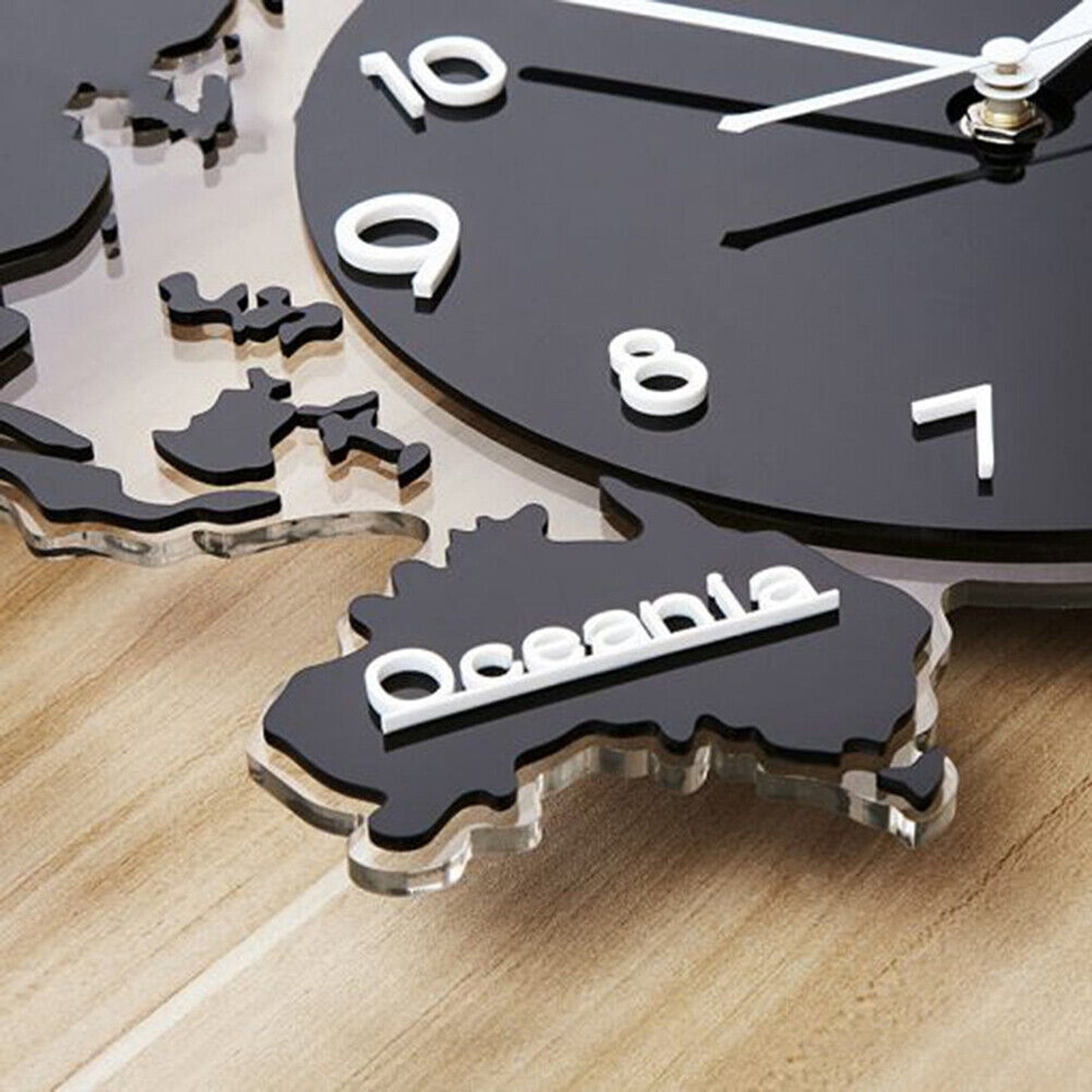 Ultra Quiet Large 3D Wall Clock Acrylic Watch World Map Decor