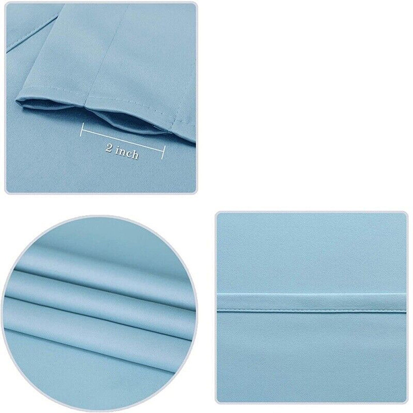 Blue Pinch Pleat Blackout Window Drapes Thermal Insulated