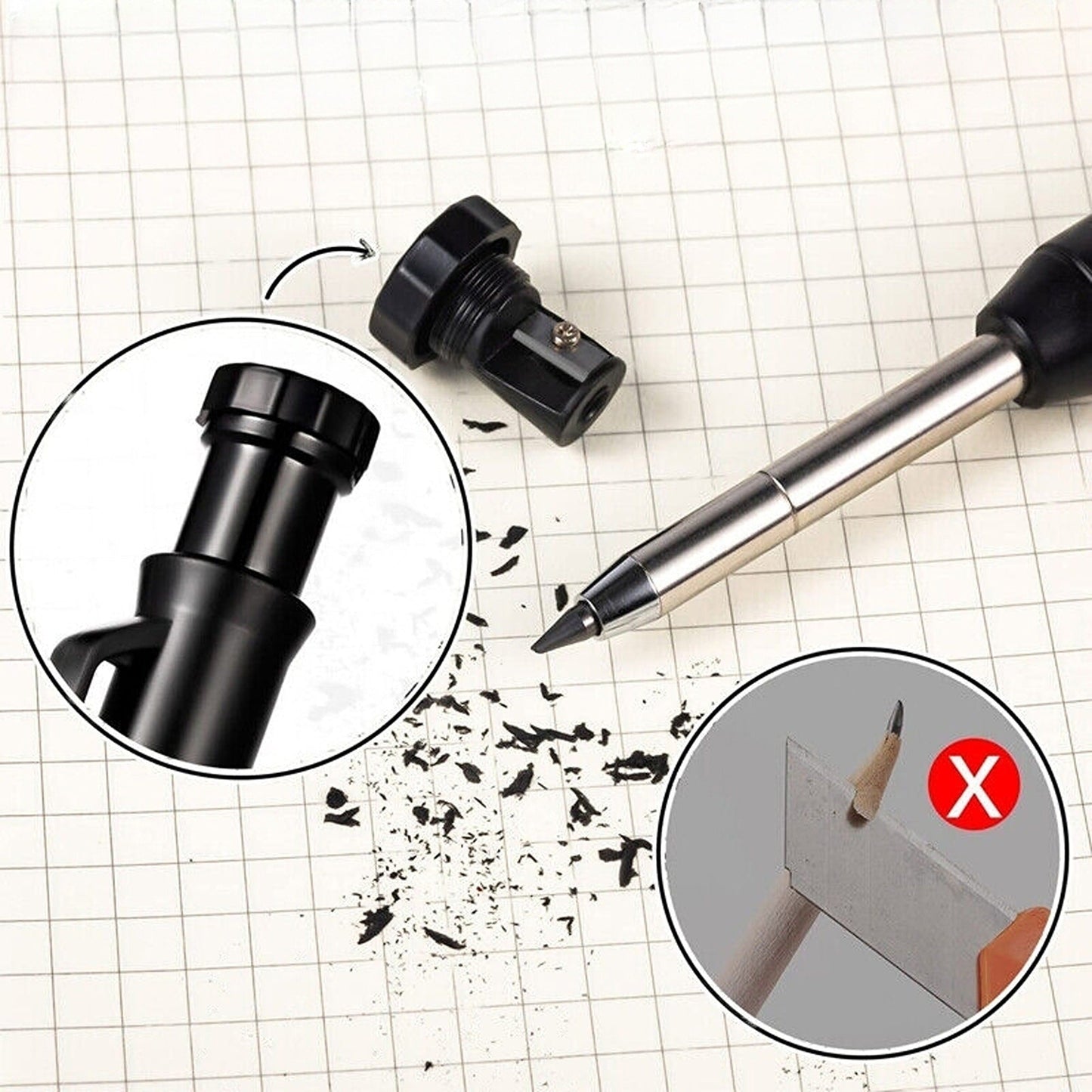 Carpenter Pencil Set with Solid Refill Leads for Woodworking
